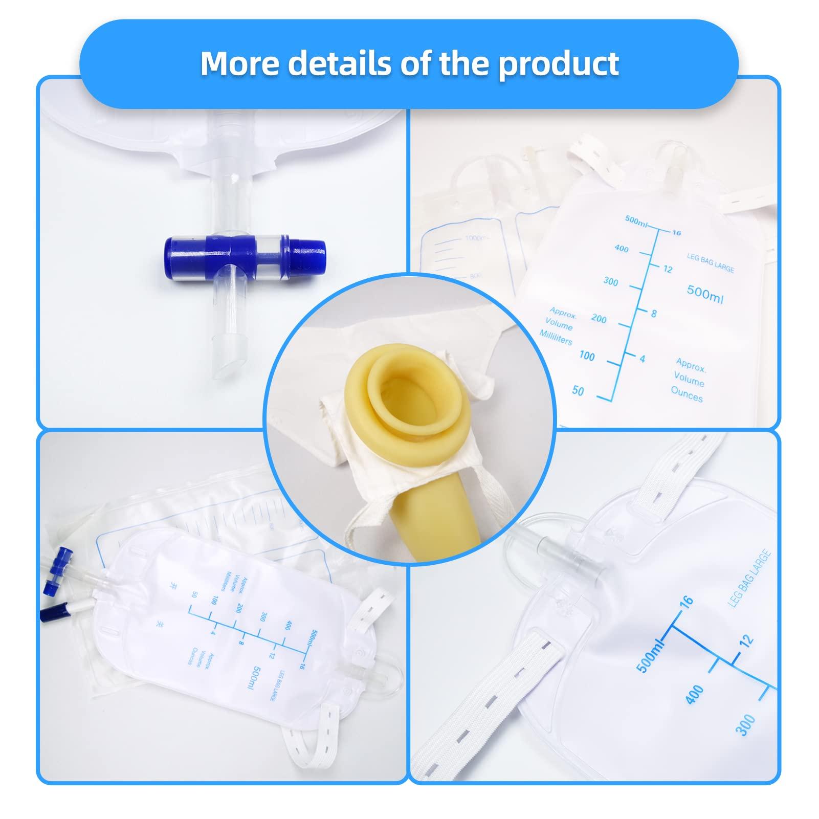 LP-sunshine Wearable Urinal for Men, Reusable Protable Latex Material with Collection Urine Bag, Urinary Drainage Bag System for Elderly Bedridden Patients Male (Urinal+Urine Bag+Leg Bag)