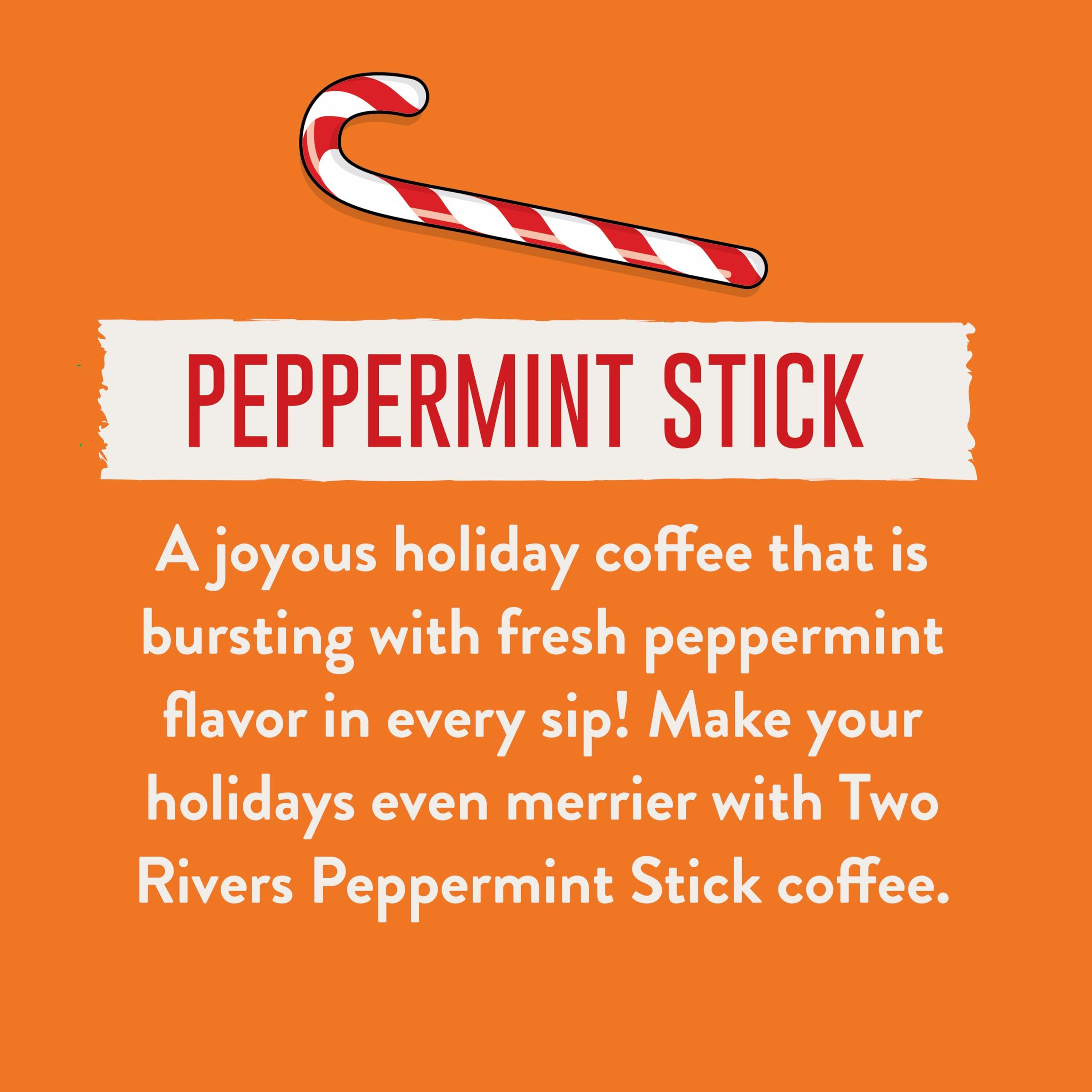Two Rivers Coffee Two Rivers Coffee Peppermint Stick Flavored Ground Coffee, Perfectly Balanced, Always Smooth, Made with 100% Arabica Beans - Flavor Enhanced, 10 Ounce Bag