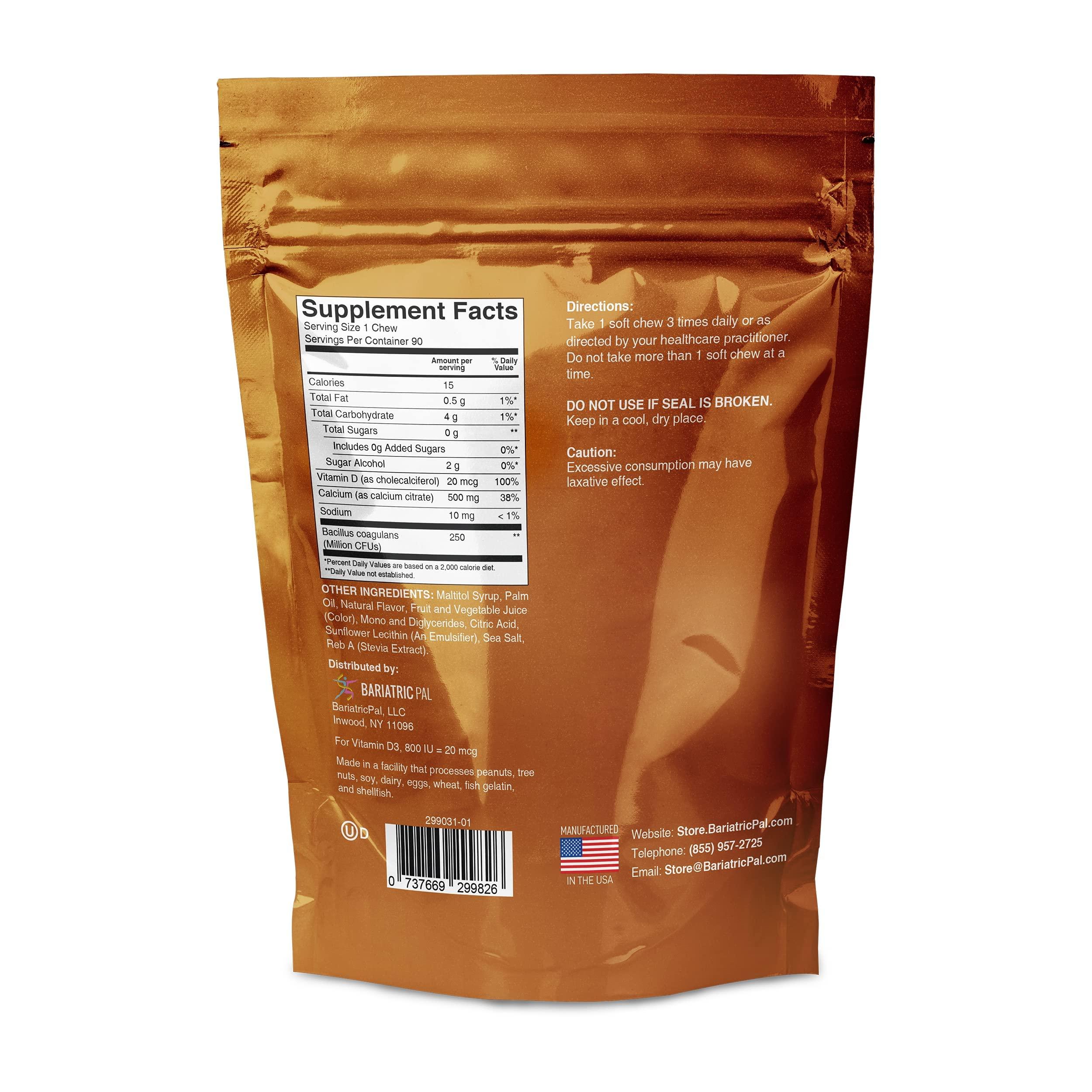 BariatricPal BariatricPal 30-Day Bariatric Vitamin Bundle (Multivitamin ONE 1 per Day! Capsule with 45mg Iron and Calcium Citrate Soft Chews 500mg with Probiotics - Pia Colada)