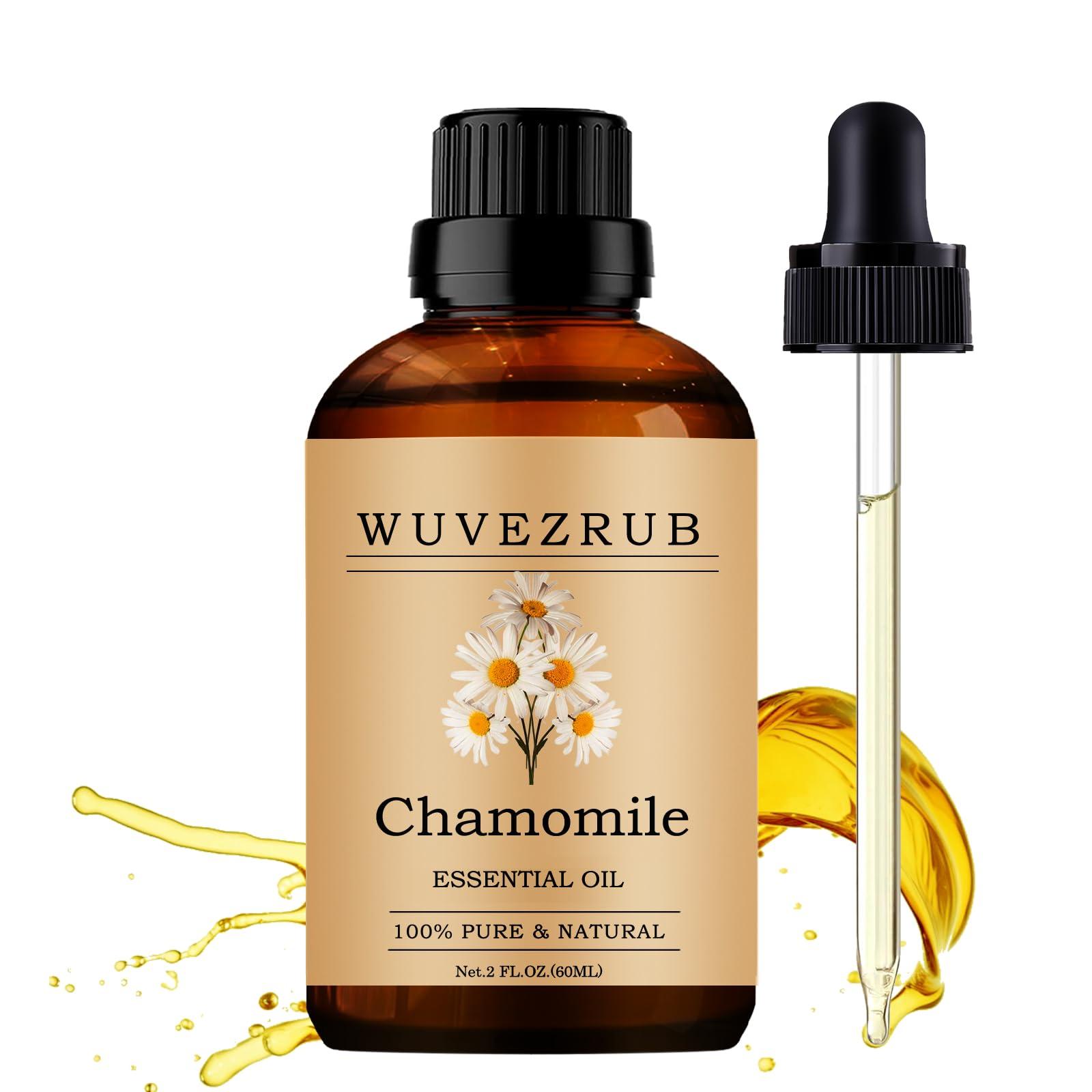 Wuvezrub Chamomile Essential Oils 60ML, Organic 100% Pure and Natural Chamomile Essential Oil for Aromatherapy Diffuser - 2 Fl Oz/Chamomile