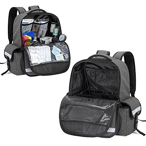 CURMIO CURMIO Emergency Medical Backpack Empty, First Responder EMT Bag for EMS, Camping, Hiking, Home Health, Field Trips, Gray (Bag Only, Patented Design)