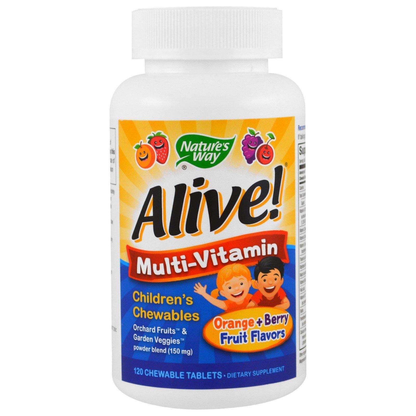 Nature\'s Way Nature\'s Way Alive Children\'s Multi-Vitamin Chewable Natural Orange and Berry - 120 Chewable Tablets