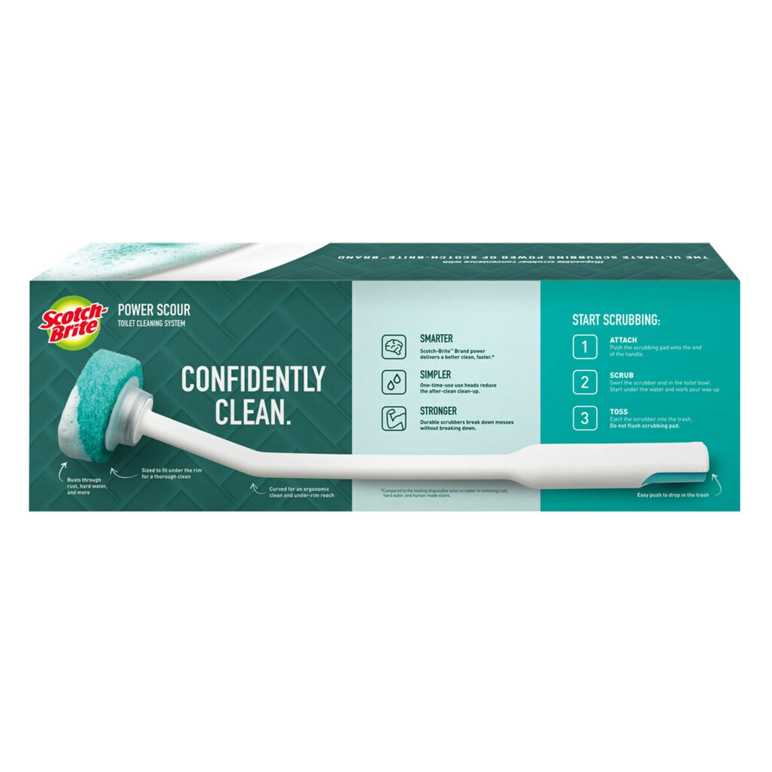 Scotch-Brite Scotch-Brite Power Scour Toilet Cleaning System, Toilet Bowl Cleaner with Disposable Scrub Pad Tablets, Includes 1 Wand, Stand and 5 Scrubbing Pad Refills