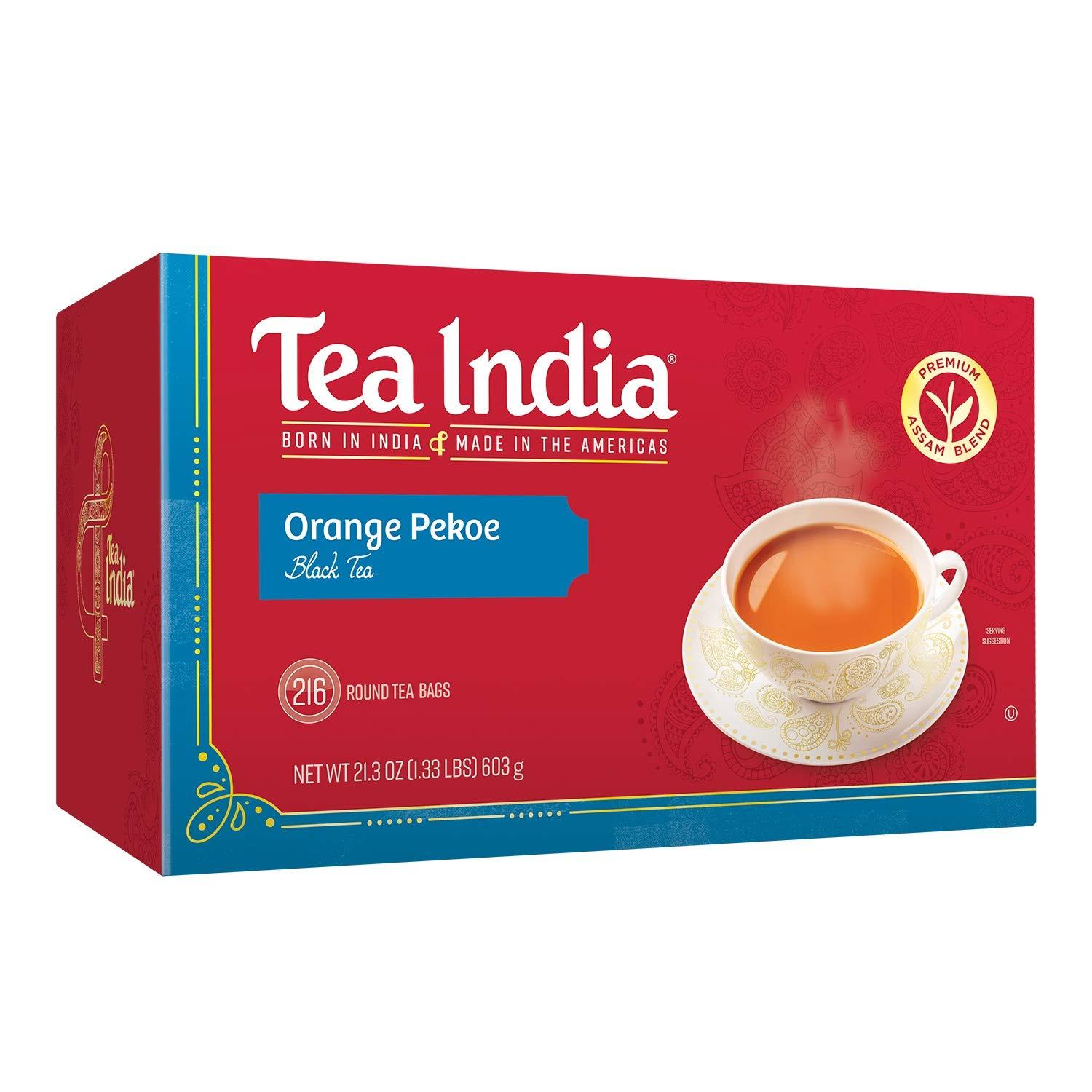 Tea India Tea India Orange Pekoe Black Tea Chai Flavorful Blend Of Black Tea & Natural Ingredients Strong Full-Bodied Traditional Indian Caffeinated Tea 216 Round Teabags
