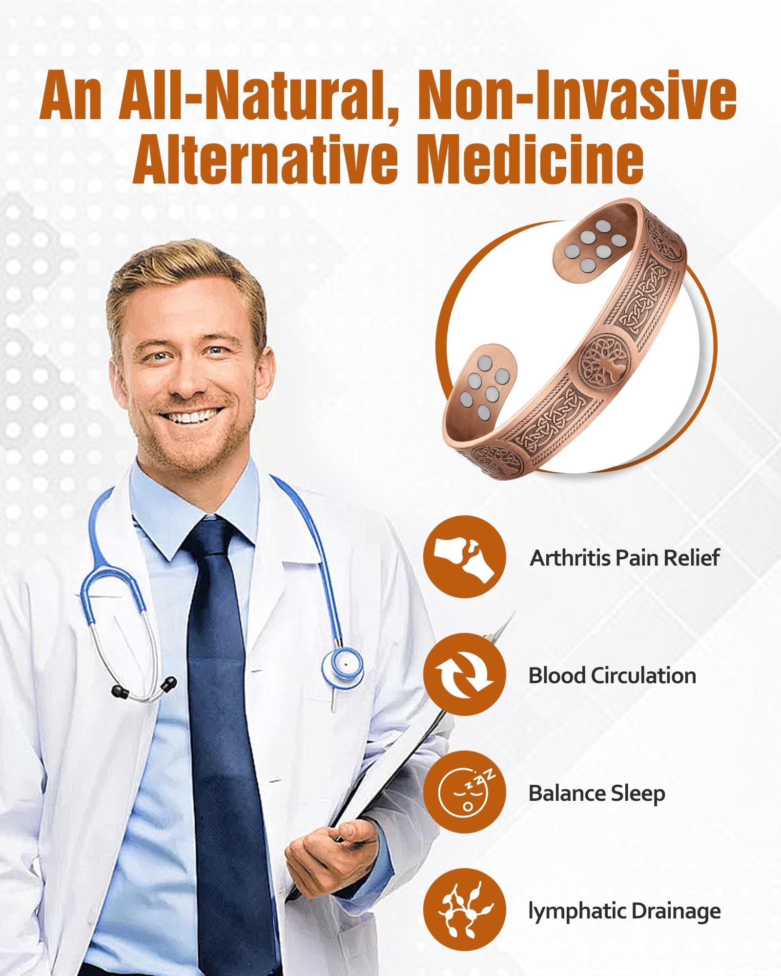 Jecanori Jecanori Copper Bracelet for Men, 18X Strength Mens Magnetic Bracelets with 3,800 Gauss Magnets, 99.99% Pure Solid Copper Jewelry Gift