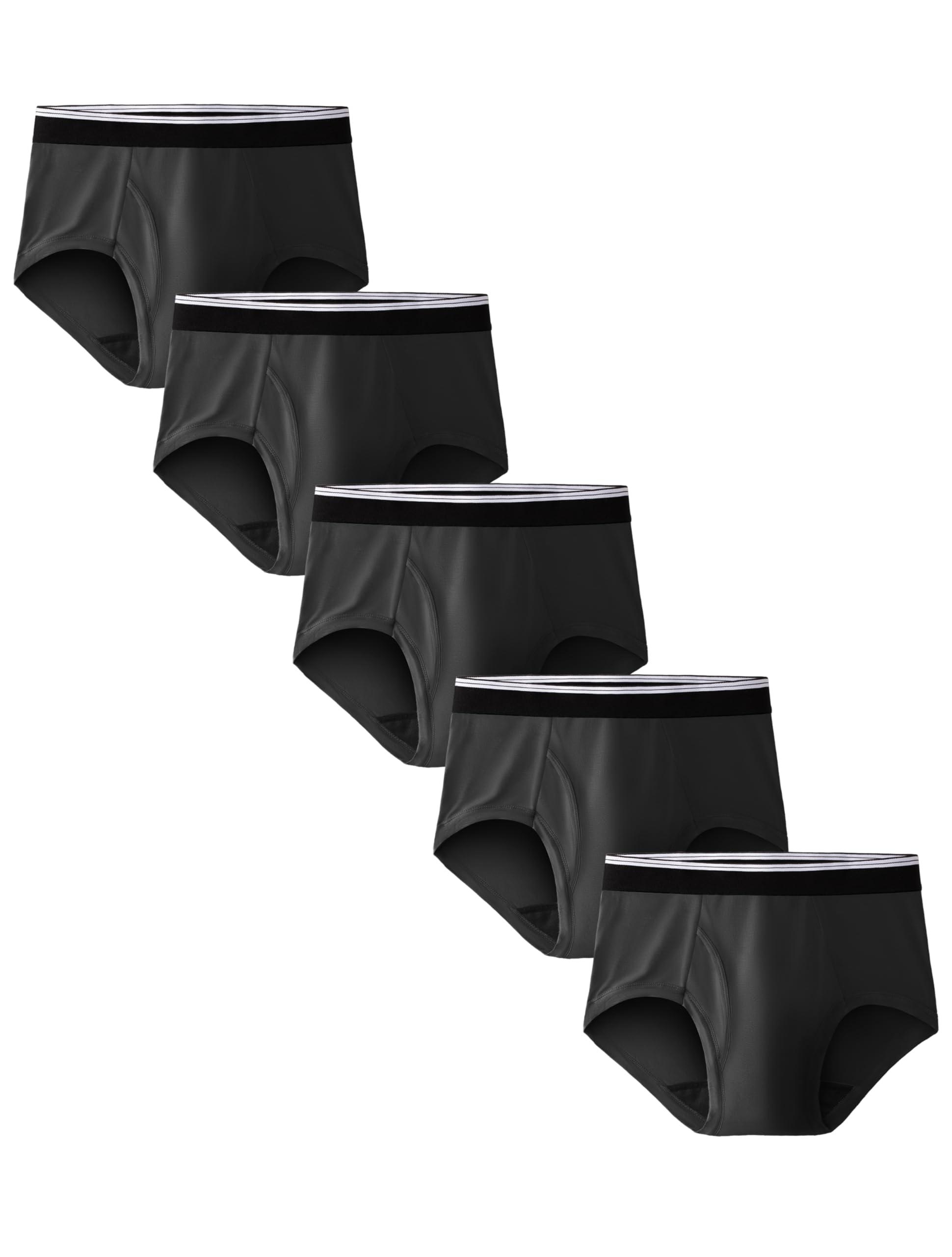 TIICHOO TIICHOO Washable Incontinence Underwear for Men Soft Male Protective Leak Proof Briefs with 50 ml Absorbency 5 Pack(XX-Large, 5 Black)