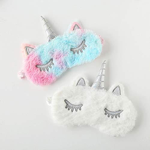 Magik Magik Unicorn Animal Eye Mask Soft Plush Sleep Masks Home Sleeping Light-Weighted Blindfold Home Traveling Cute Kid Women Adult (Unicorn Pink&Blue)