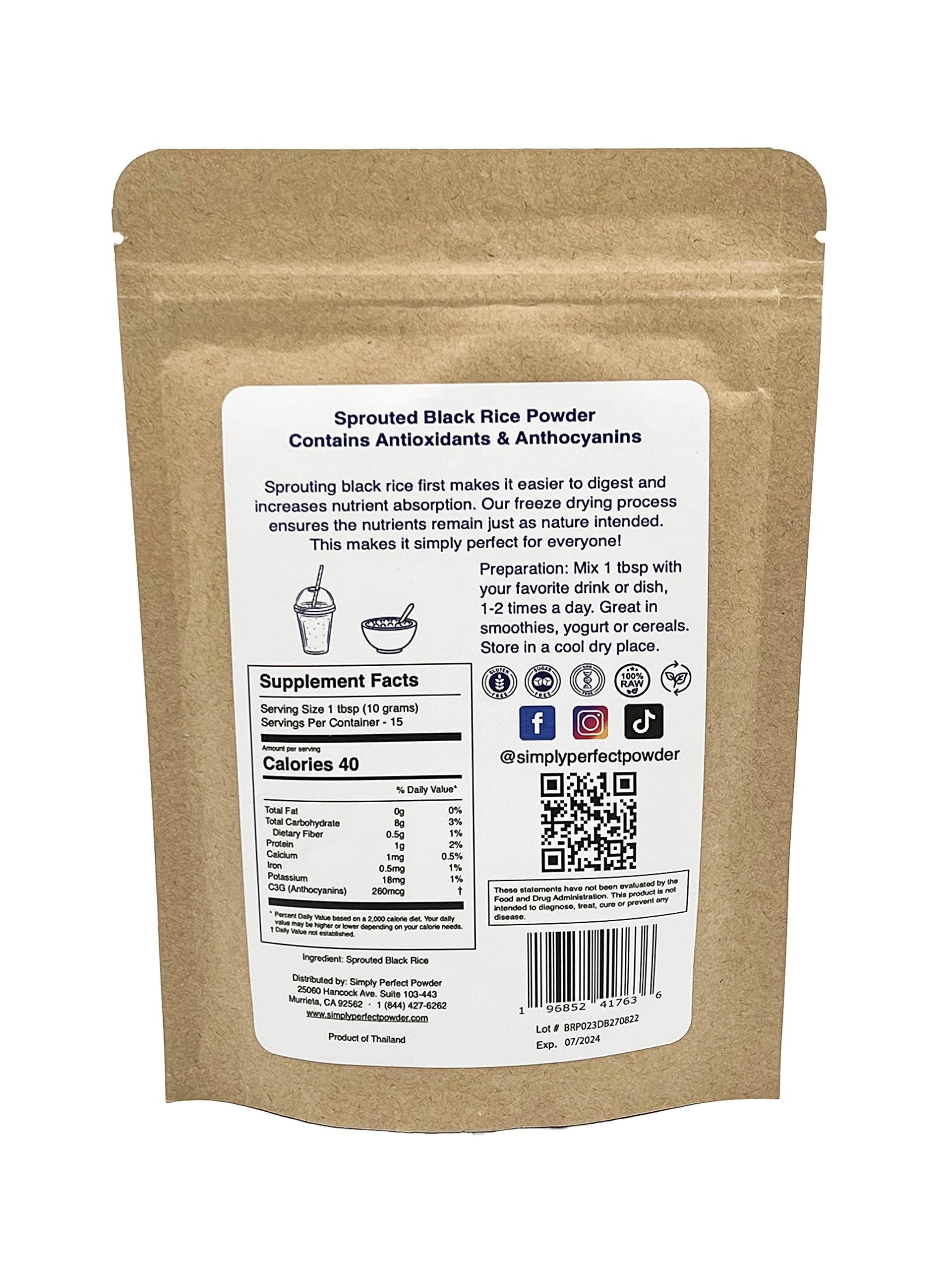 Simply Perfect Powder Sprouted Black Rice Powder (Small 5.3 Oz)