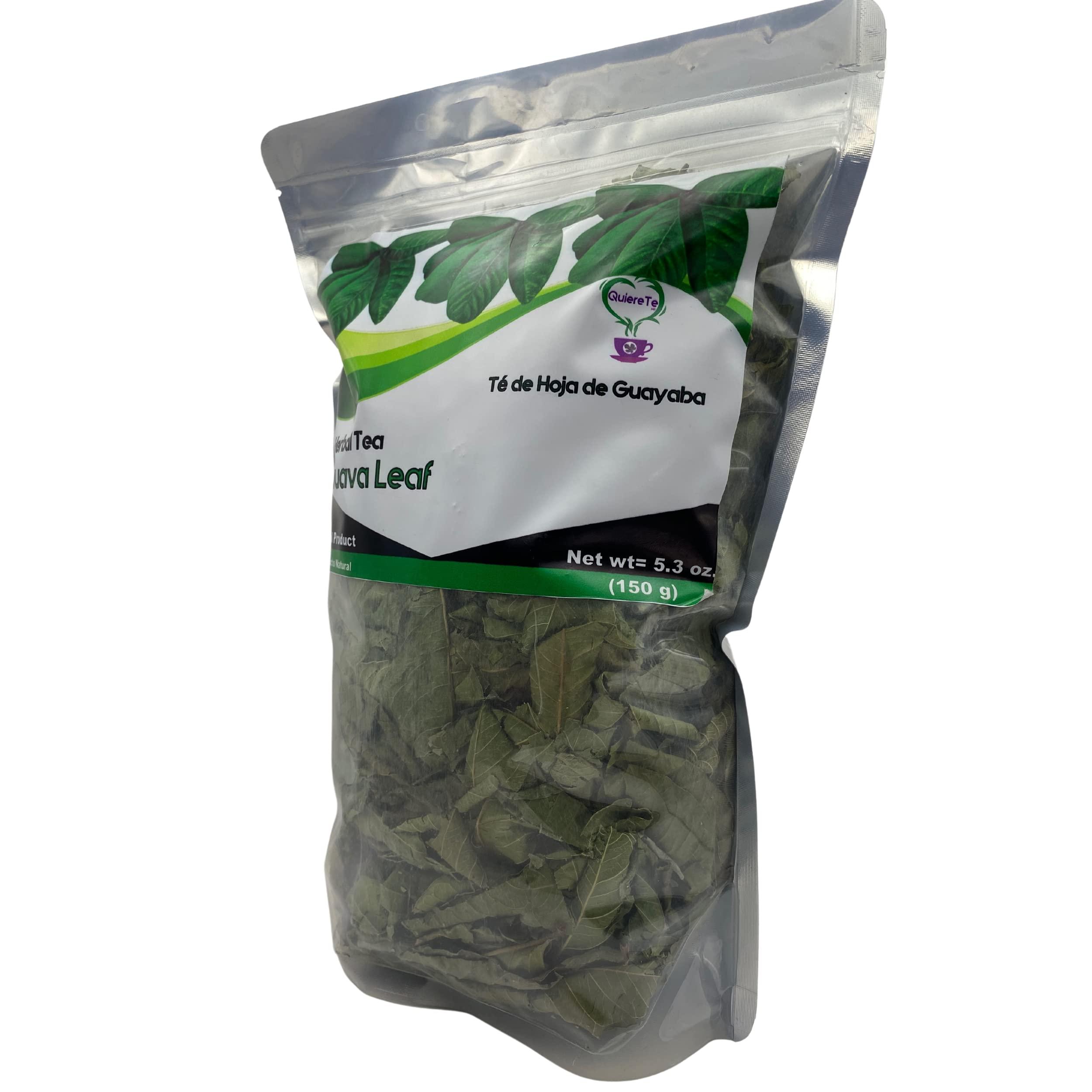 Quiere Te Guava Leaves, Quiere Te, Guava Tea, 5.3 oz (150 grams), Up to 200 Cups, Dried Whole Guava Leaves, Psidium Guajava, Guava Herbal Loose Leaf Tea, Guayaba Tea, Resealable Bag, Product From Mexico, 100% Natural