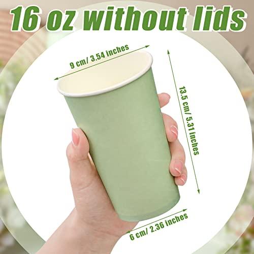 Funtery Funtery 100 Count Paper Cups Disposable Bridal Shower Cups Paper Cups for Wedding Holiday Picnic Party Coffee Beverage Tea(16 oz,Sage Green)