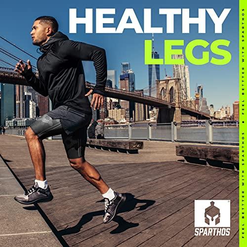 Sparthos Sparthos Thigh Compression Sleeves (Pair) - Upper Leg Sleeves for Men and Women Elastic Support for Sore Hamstring Groin Quad Reduce Cramping Athletic Sports Washable and Durable (Black-XL)