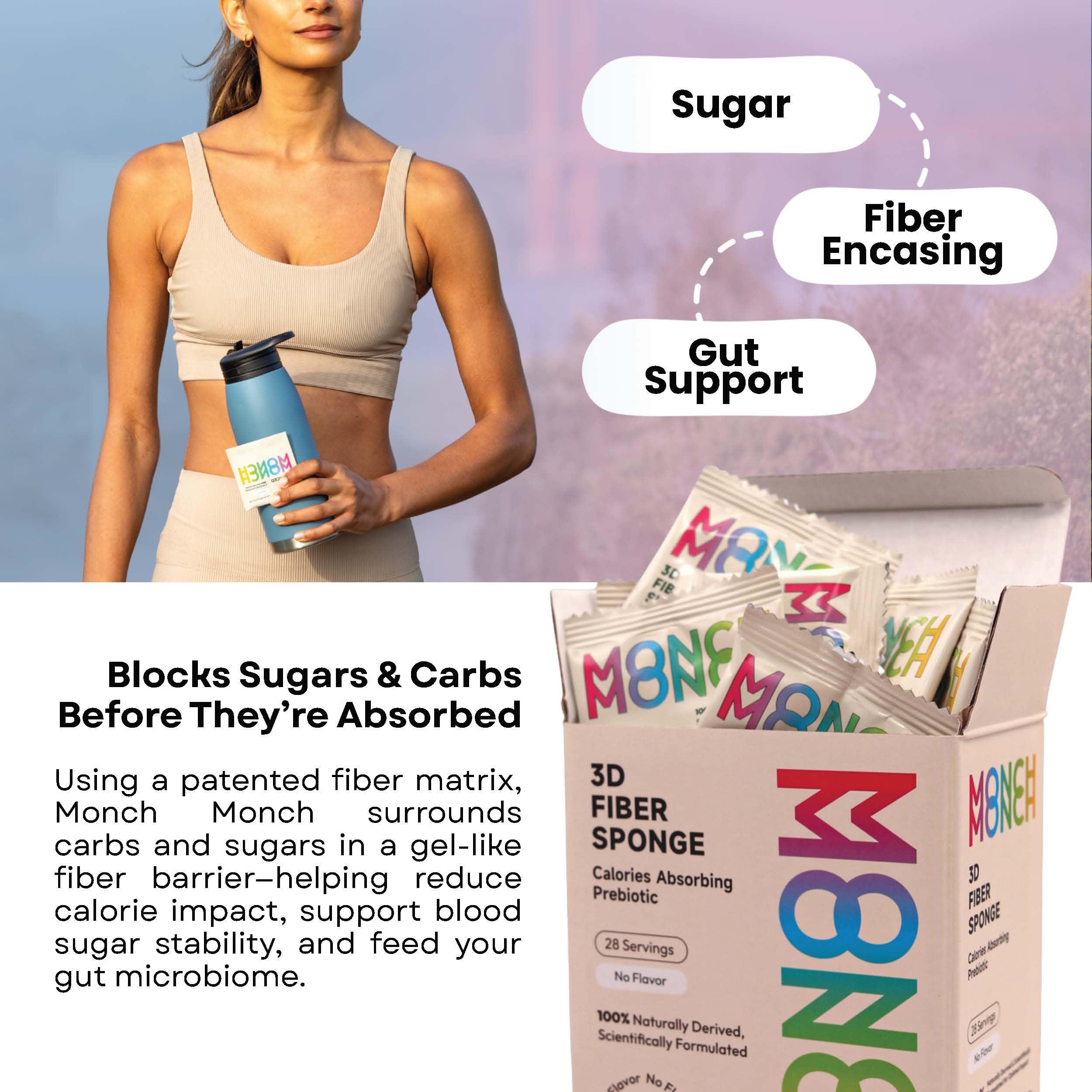 Monch Monch Monch Monch 3D Fiber Sponge Forest Berry with Natural BlackBerry Flavoring - 28 or 60 Servings (Two Week Supply, Original)