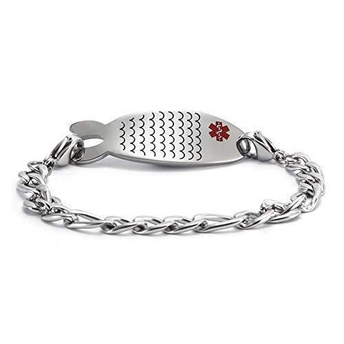 BAIYI HOPE BAIYI HOPE Personalized Medical Alert ID Bracelets Custom Engraved Stainless Steel Medical Emergency Bracelet for Girls, 6 inch