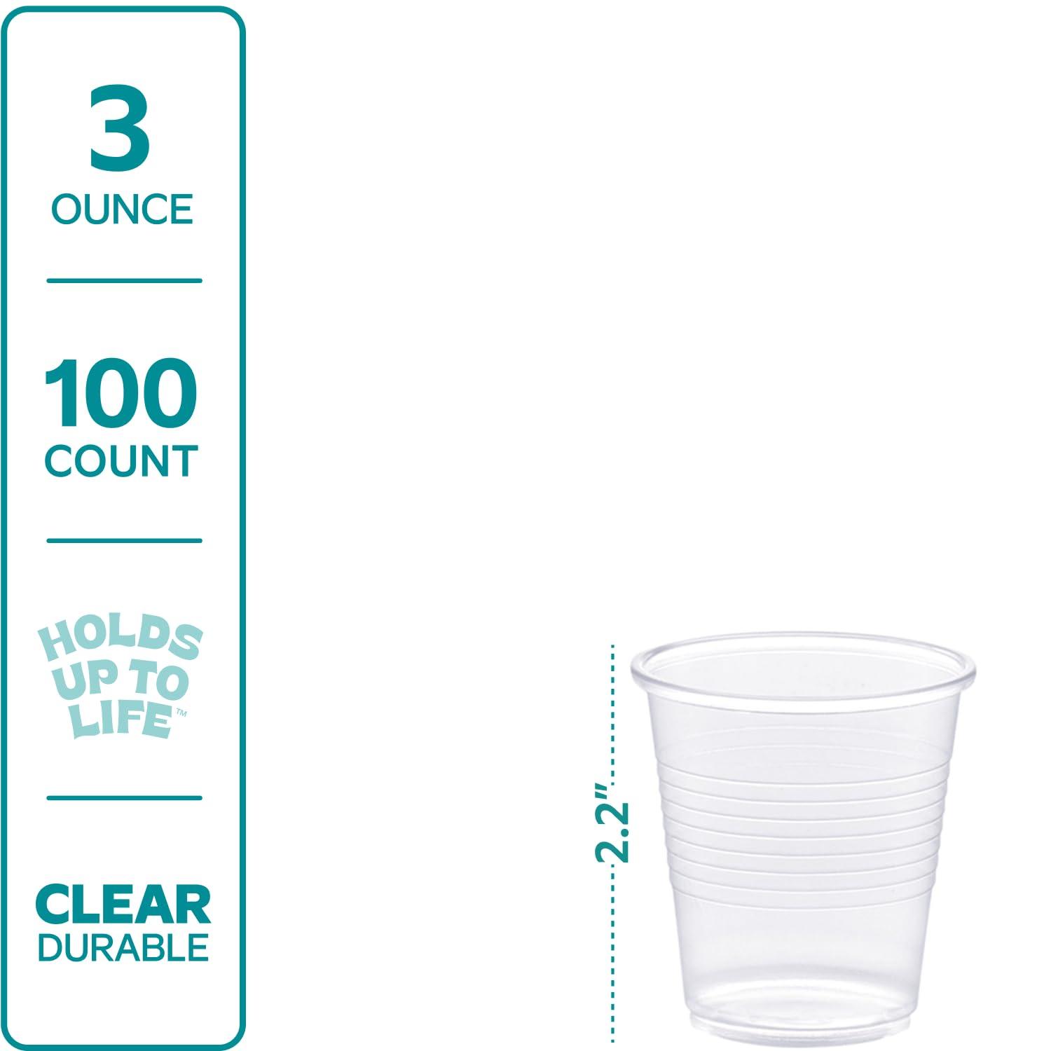Comfy Package Comfy Package [3 oz. - 100 Count Clear Disposable Plastic Cups - Small Disposable Bathroom, Medicine Polypropylene, and Mouthwash Cups