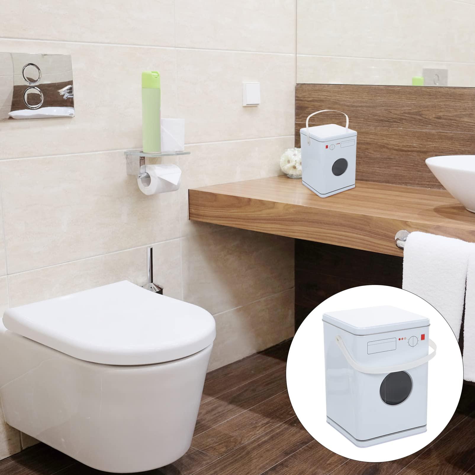 VAKUUM 1PC Laundry Detergent Powder Storage Tin Box, Washing Machine Design Laundry Powder Container, Metal Decorative Detergent Bin for Storing Washing Powder Tablets, Laundry Room Decor/48