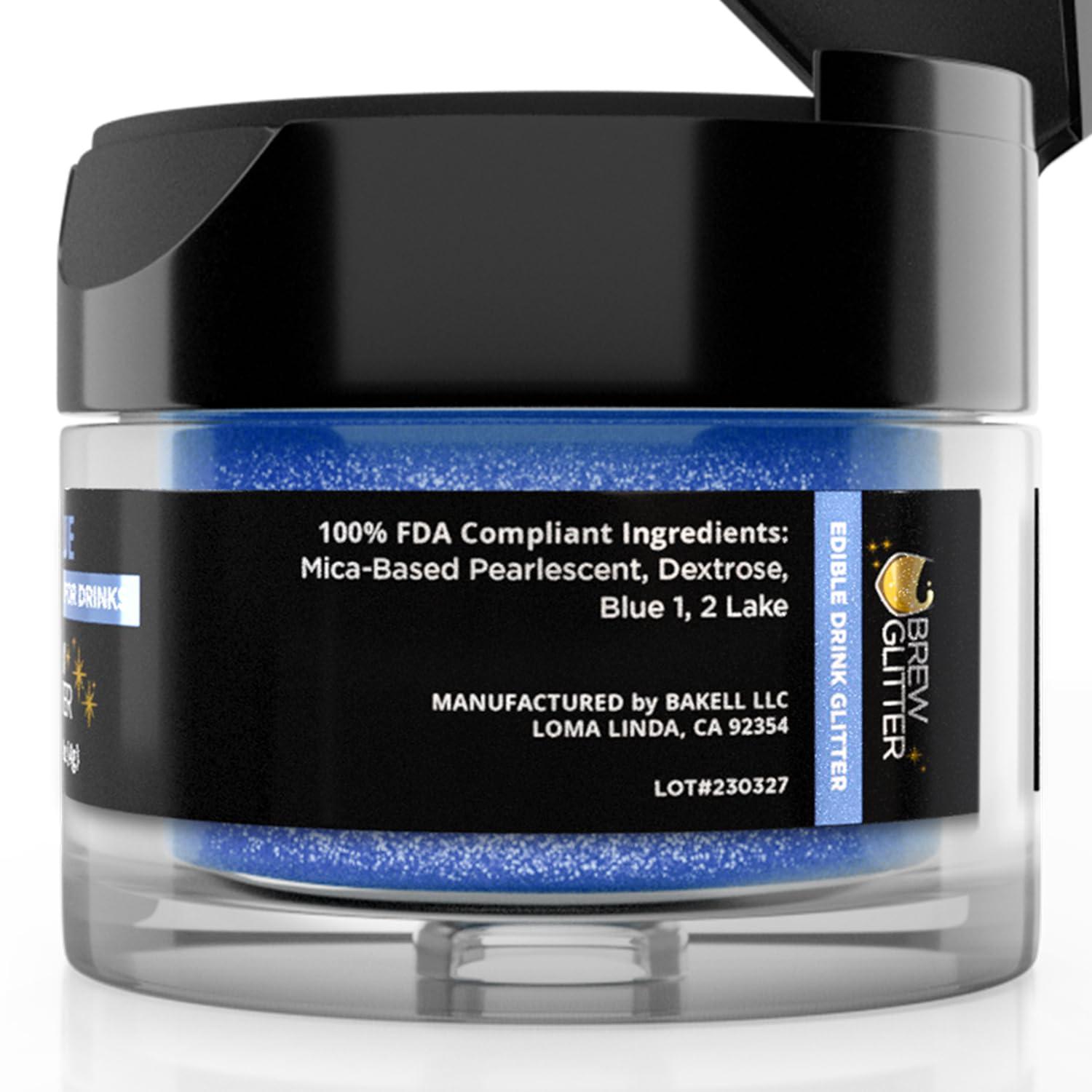 Bakell Brew Glitter - Sky Blue (4g 1x Shaker Jar) | Edible Glitter For Drinks, Beer and Cocktail Beverages by Bakell