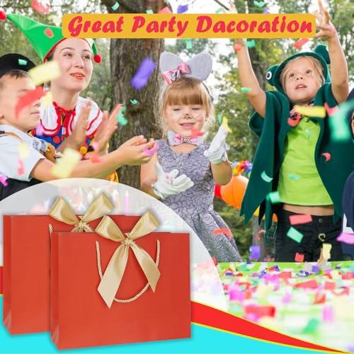 AZOWA AZOWA Red Gift Bags with Handle 10 Pcs Bow Ribbon Paper Bags for Wedding Baby Shower Birthday Party Guests Shopping (Red, 12.5 x 10 x 4 in)