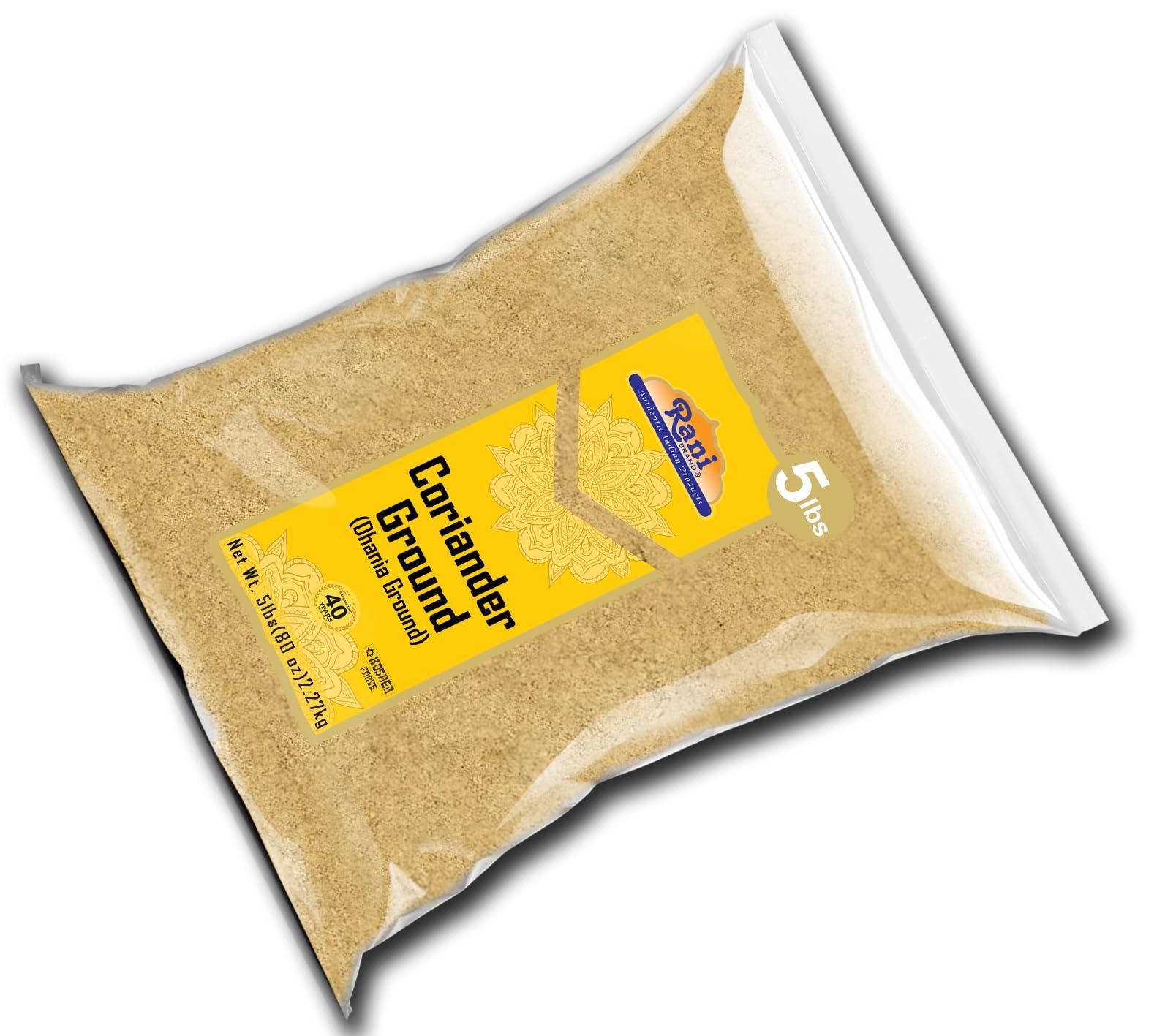 Rani Brand Authentic Indian Products Rani Coriander Ground Powder (Indian Dhania) Spice 80oz (5lbs) 2.27kg Bulk ~ All Natural | Salt-Free | Vegan | No Colors | Gluten Friendly | NON-GMO | Kosher | Indian Origin