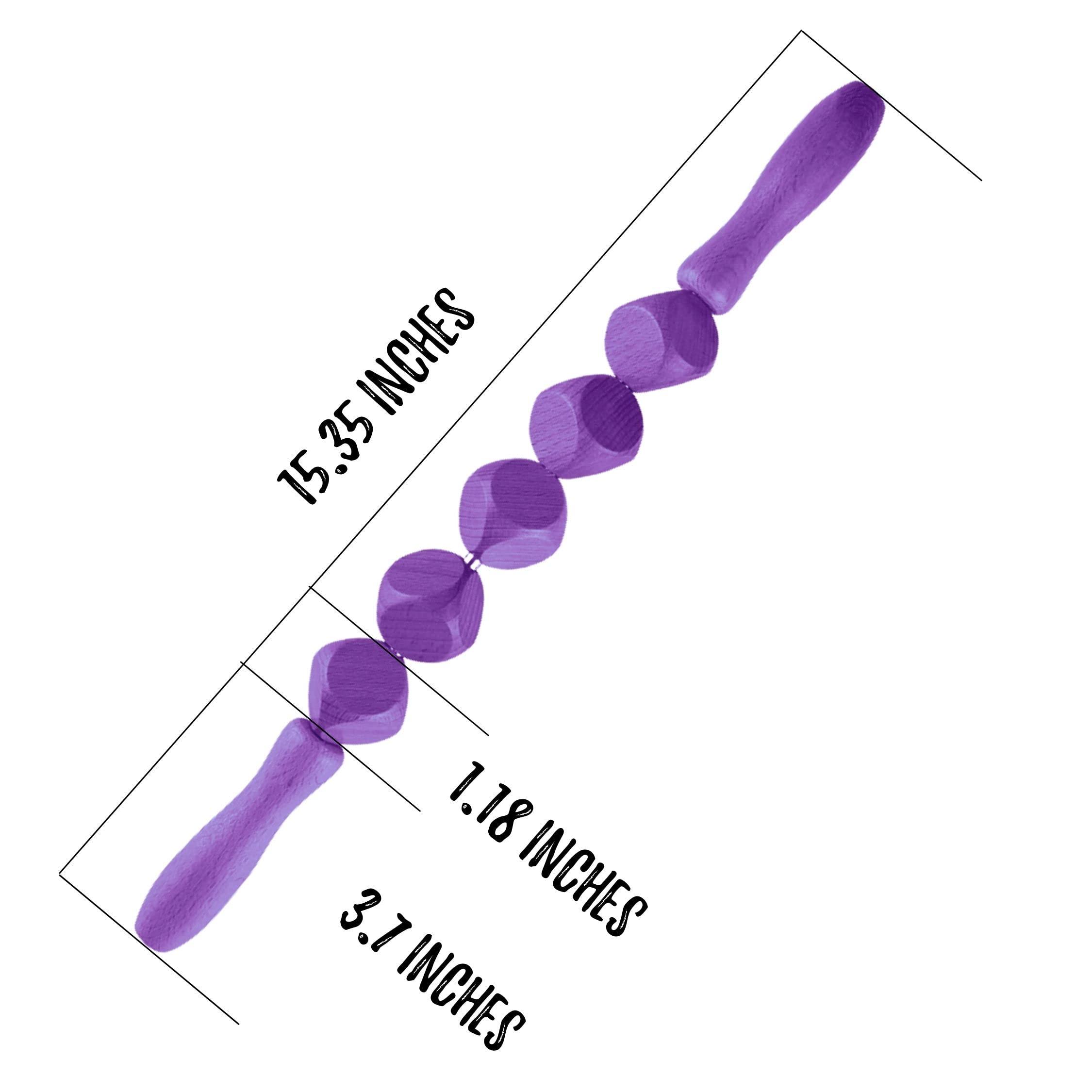 Lashicorn Lashicorn Wood Therapy Massage Tools 4 Piece Set | Hot Pink Tools | Maderoterapia Kit, Wood Therapy Massage Tools, Cube Roller, Lymphatic Drainage Massager, Engraved Massage Roller | Purple