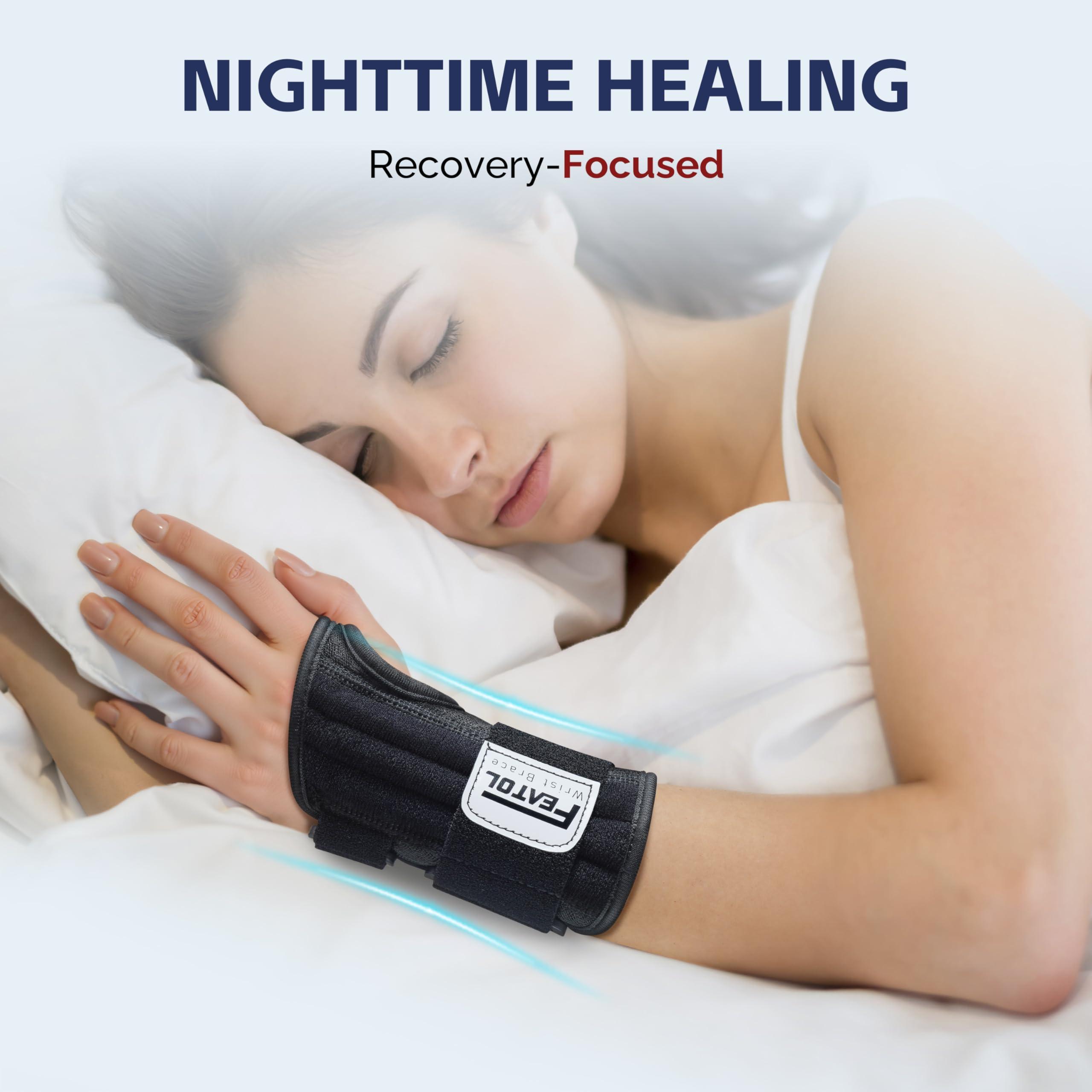FEATOL FEATOL 2 Pack Carpal Tunnel Wrist Brace For Work With Wrist Splint, Adjustable Wrist Guard Daytime Support For Women Men, Pain Relief For Pregnancy, Typing, Arthritis, Tendonitis, Right Hand Left Hand, Large