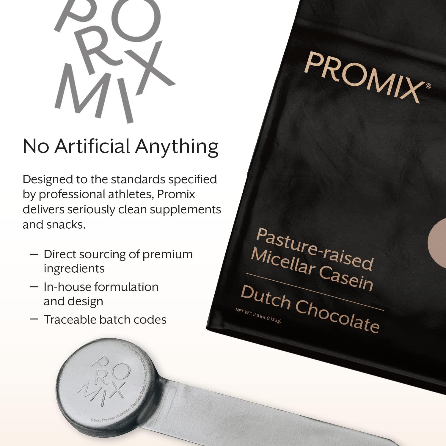 ProMix Nutrition Promix Casein Protein Powder, Chocolate - 2.5lb Bulk - Grass-Fed & 100% All Natural - Slow & Sustained Recovery ­Post Workout Fitness - Shakes, Smoothies, Baking & Cooking Recipes - Gluten-Free