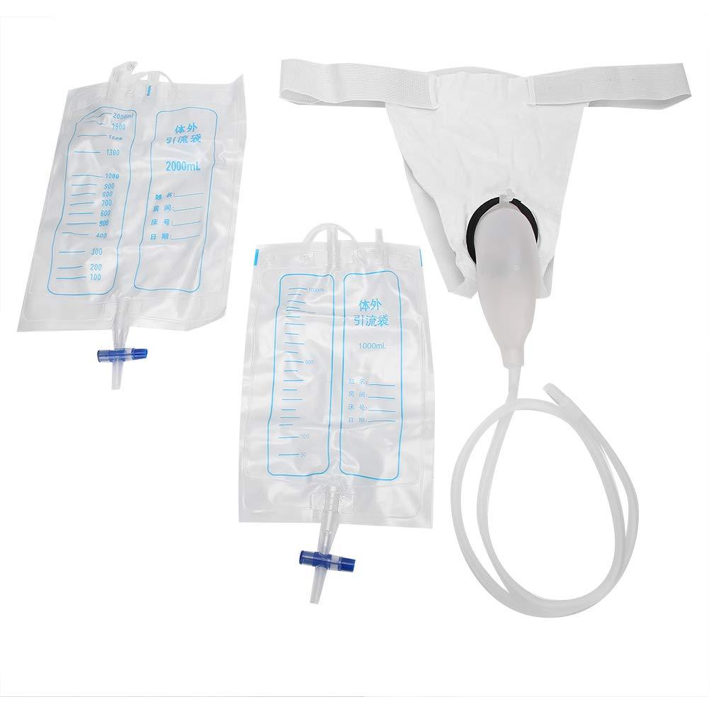 QiaNgshuAikj Portable Urinal, External Catheter for Men Male Catheter Men Urine Bag Mens Urinals Male Urinary Sheath Reusable Male Comfort Fit for Urinary Incontinence with Spill Proof Collection Bag (Male)