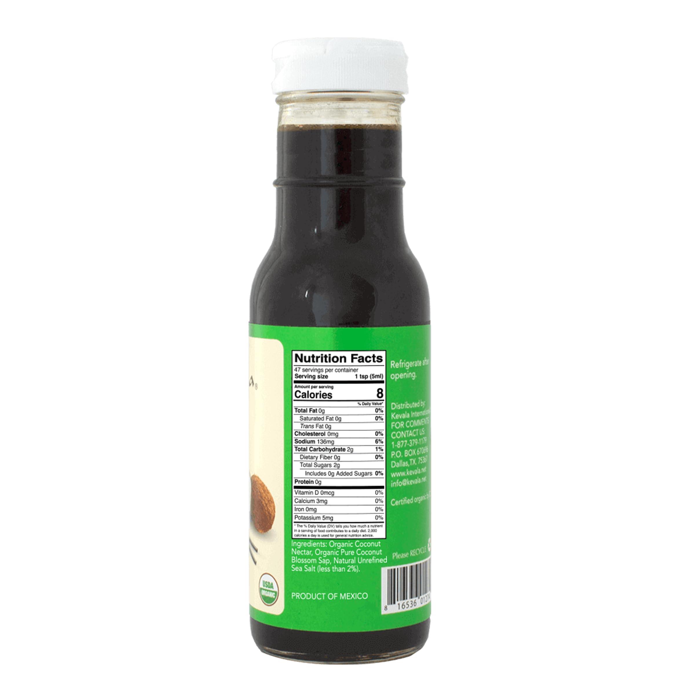 kevala Kevala Organic Coconut Aminos Low Sodium Soy Sauce Alternative, Gluten Free, Liquid Amino, USDA Certified, Seasoning, Vegan Coco Dressing, 8 oz