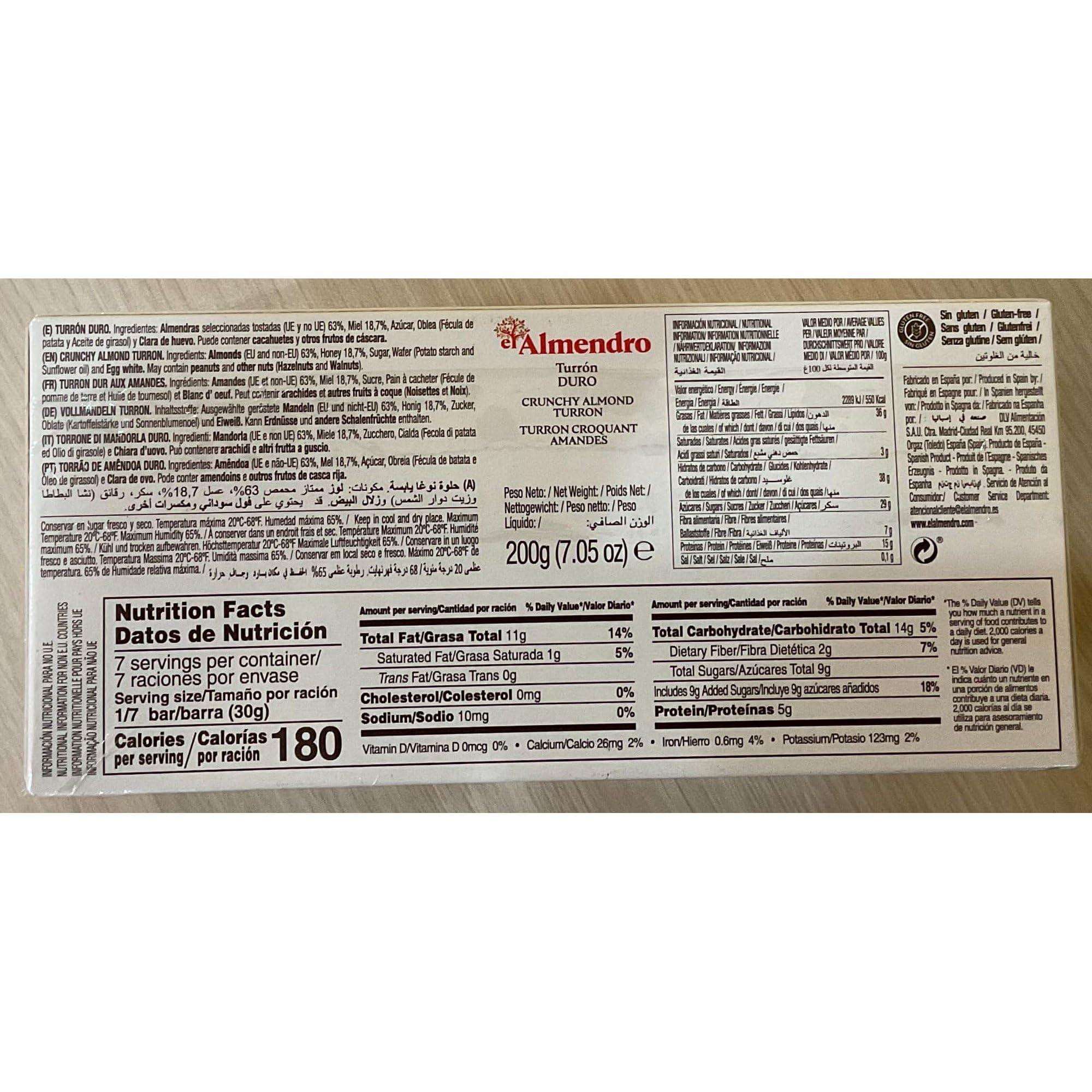 Generic El Almendro Crunchy Almond Turron (Turron Duro) 7.05 Oz (Pack of 2)