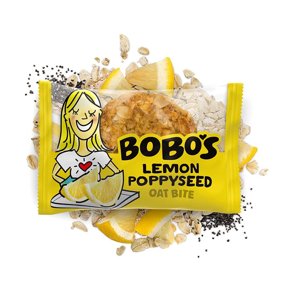 Bobo's Bobo\'s Oat Bites, Lemon Poppyseed, 1.3 oz Bites (30 Pack Box), Gluten Free Whole Grain Snack, Vegan On-The-Go