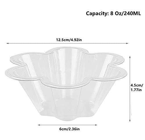 Minsily Minsily 50 Pack Clear Plastic Dessert Bowls 8 oz Disposable Ice Cream Cups Flower Parfait Cups Sample Serving Bowls Plastic Dessert Cups Sundae Snack Fruit Salad Bowl Appetizers Cup for Holiday Party