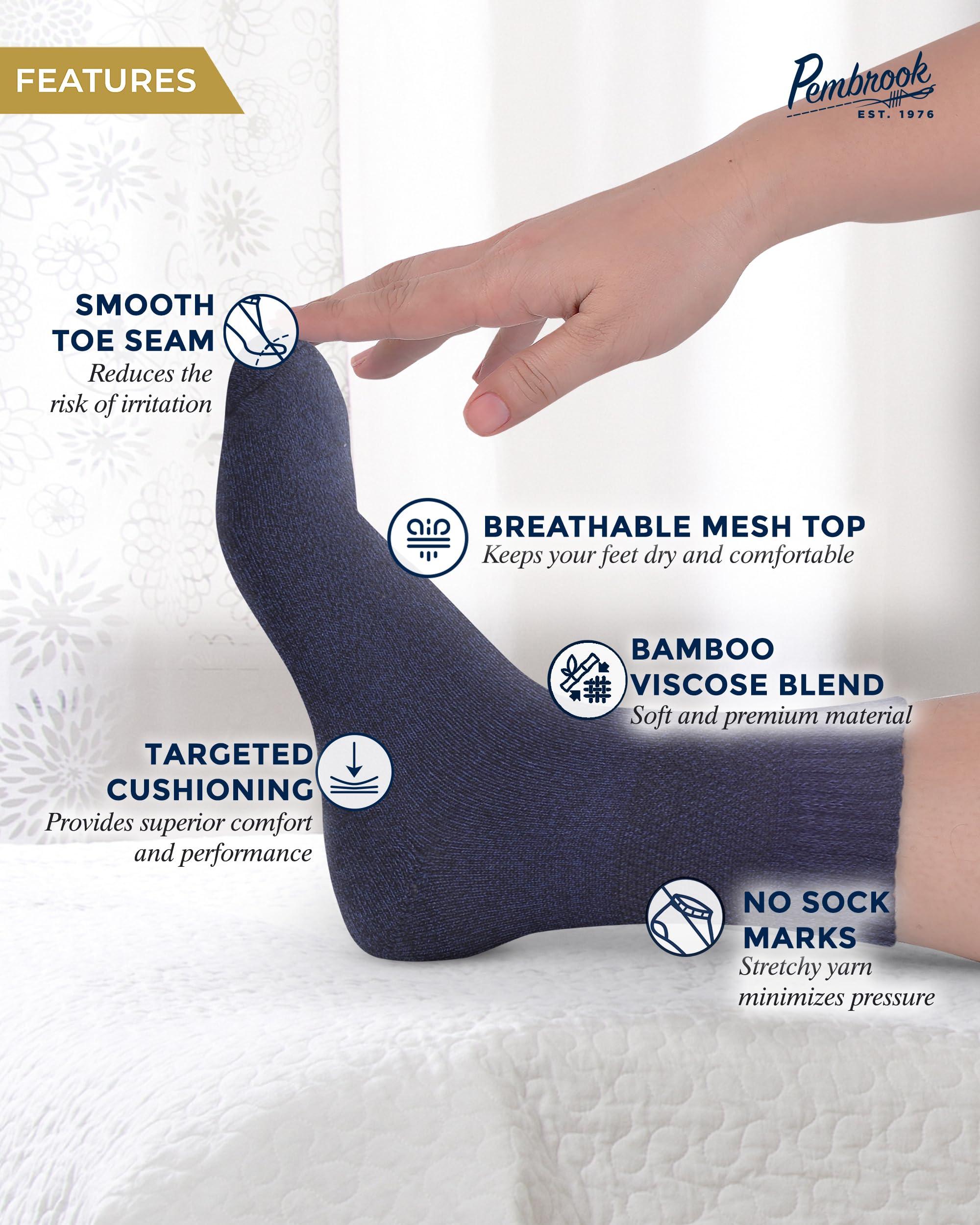 Pembrook Pembrook Bamboo Viscose Diabetic Socks for Women & Men - 6 Pairs Ankle Socks for Swollen Feet | Neuropathy Socks | Moisture Wicking Diabetes Socks | Tan, Light Tan, Navy, Light Blue, Grey, Light Grey