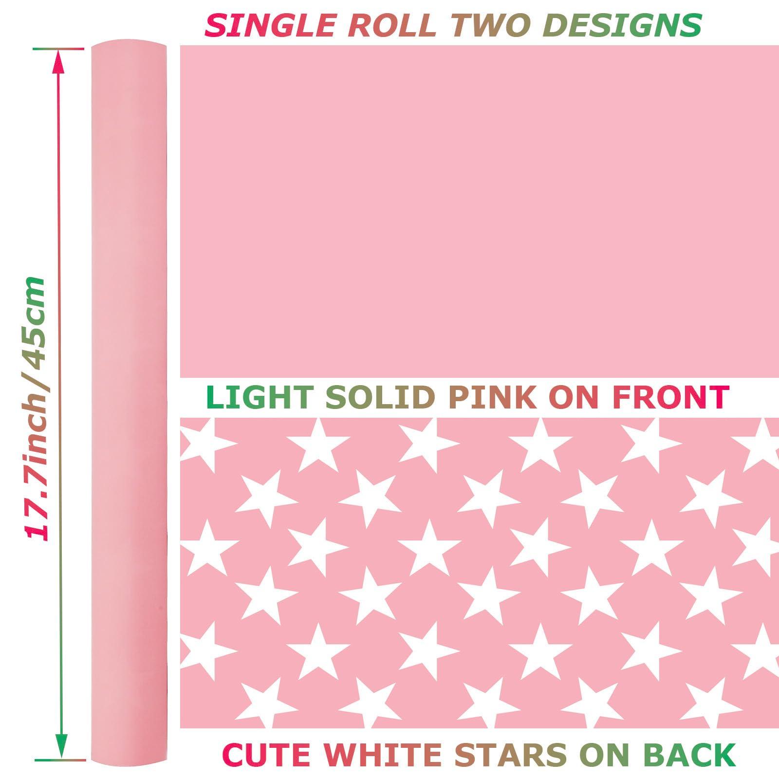 U\'COVER U\'COVER Pink Gift Wrapping Paper Roll for Girls Women Birthday Baby Shower Wedding Christmas Valentines Day Anniversary Graduation Holiday Gift Wrap Rolls Star Pattern Medium Roll (PINK)