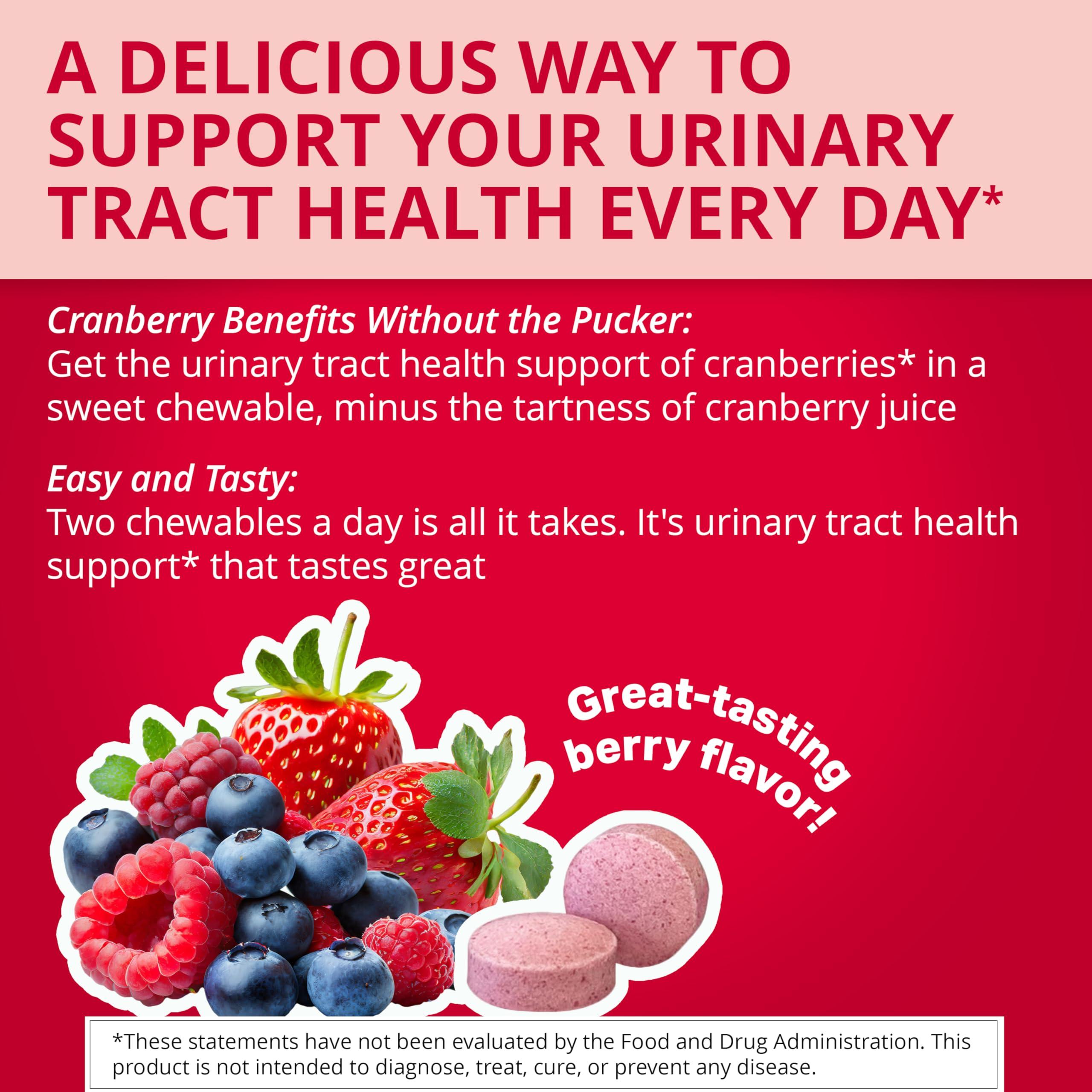 Uricalm Uricalm Cranberry, Daily Dietary Supplement Chewable with D-Mannose, Berry, 60 Count