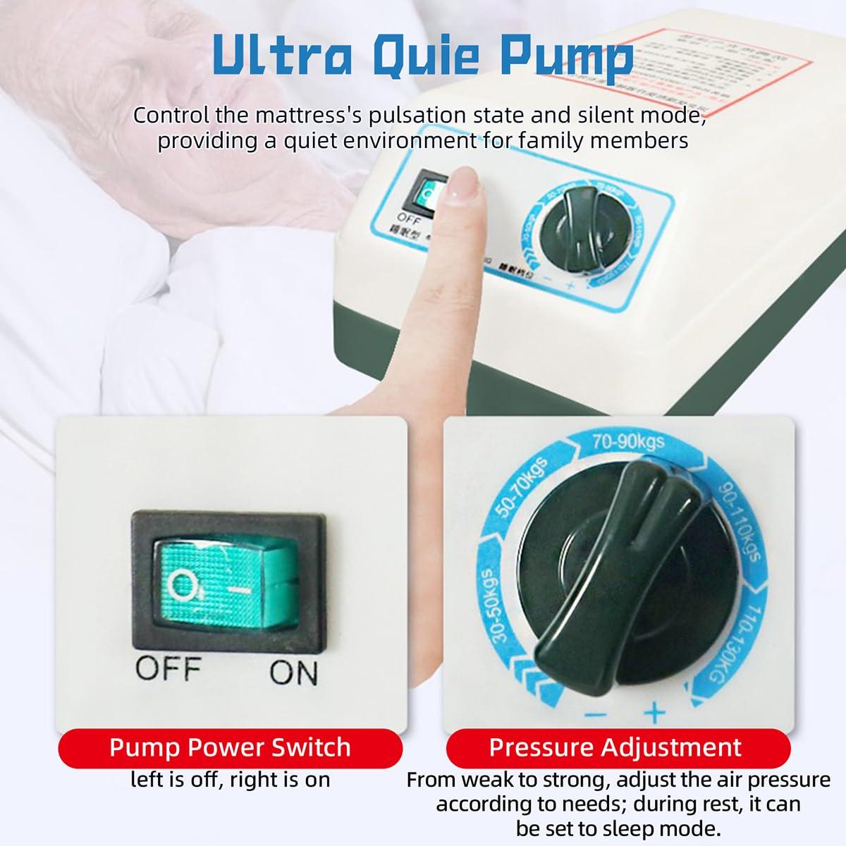 CRAZY ROSA Alternating Air Pressure Mattress Pad, Inflatable Bed Sore Prevention Cushion with Toilet Hole & Quiet Pump for Elderly Bedridden Patients Ulcer Sore Relief, Fits Hospital & Home Bed