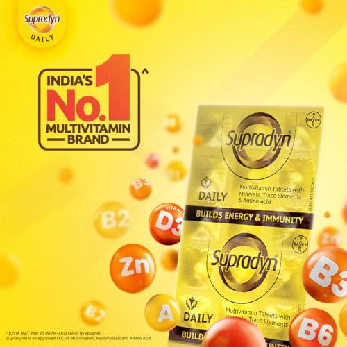 Supradyn Supradyn Daily Multivitamin Tablets for Men & Women with Essential Zinc , 12 Vitamins, 5 Trace Elements for Daily Immunity & Energy , 180 Tablets