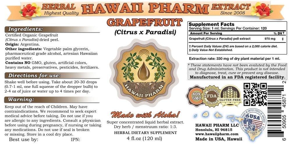 HawaiiPharm Grapefruit (Citrus x paradisi) Liquid Extract 15x4 oz