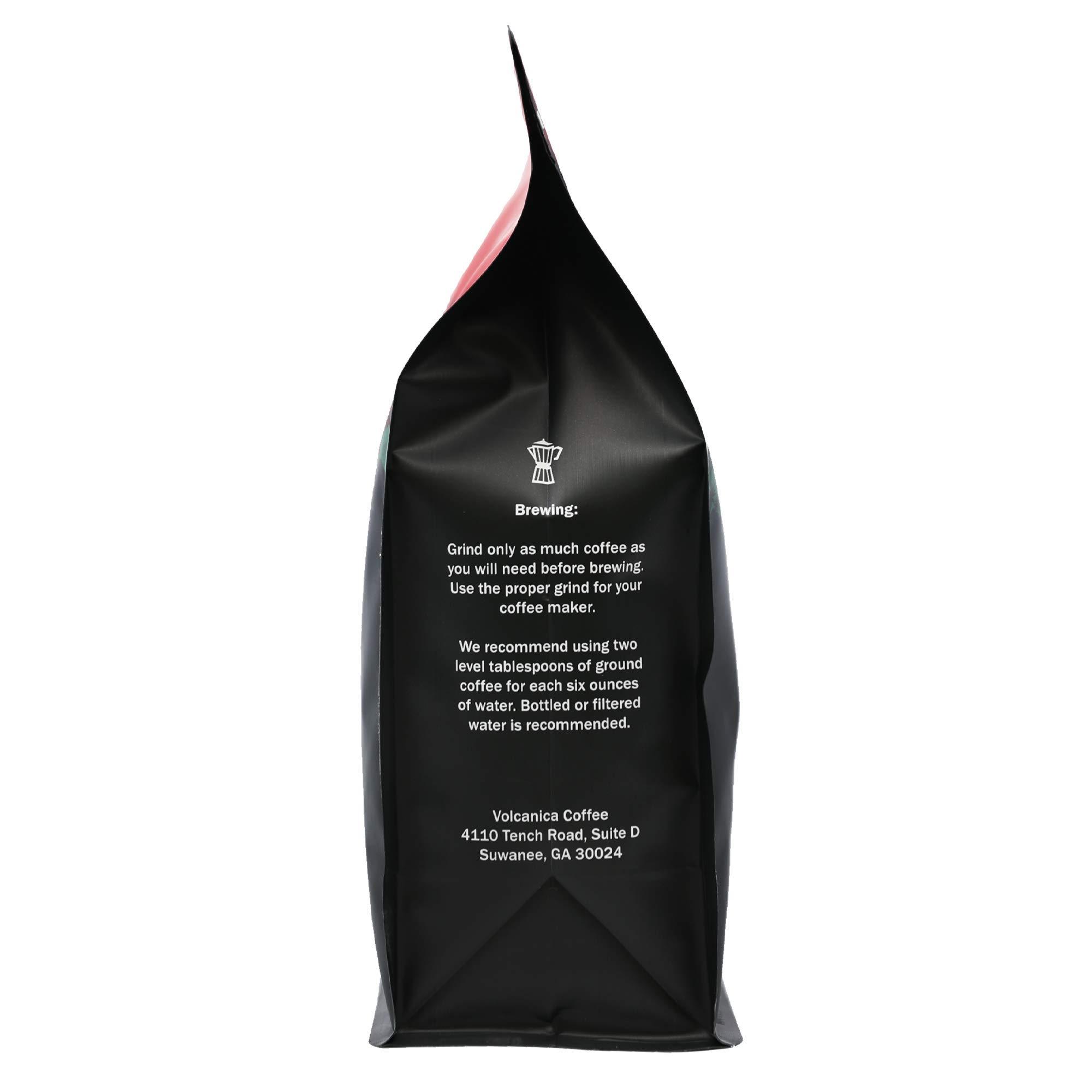 Volcanica Coffee Low Acid Decaf Coffee, Blend of Natural Low Acidic Decaf Coffee, Whole Bean, Medium Roast, Fresh Roasted, Kosher, 16-ounces