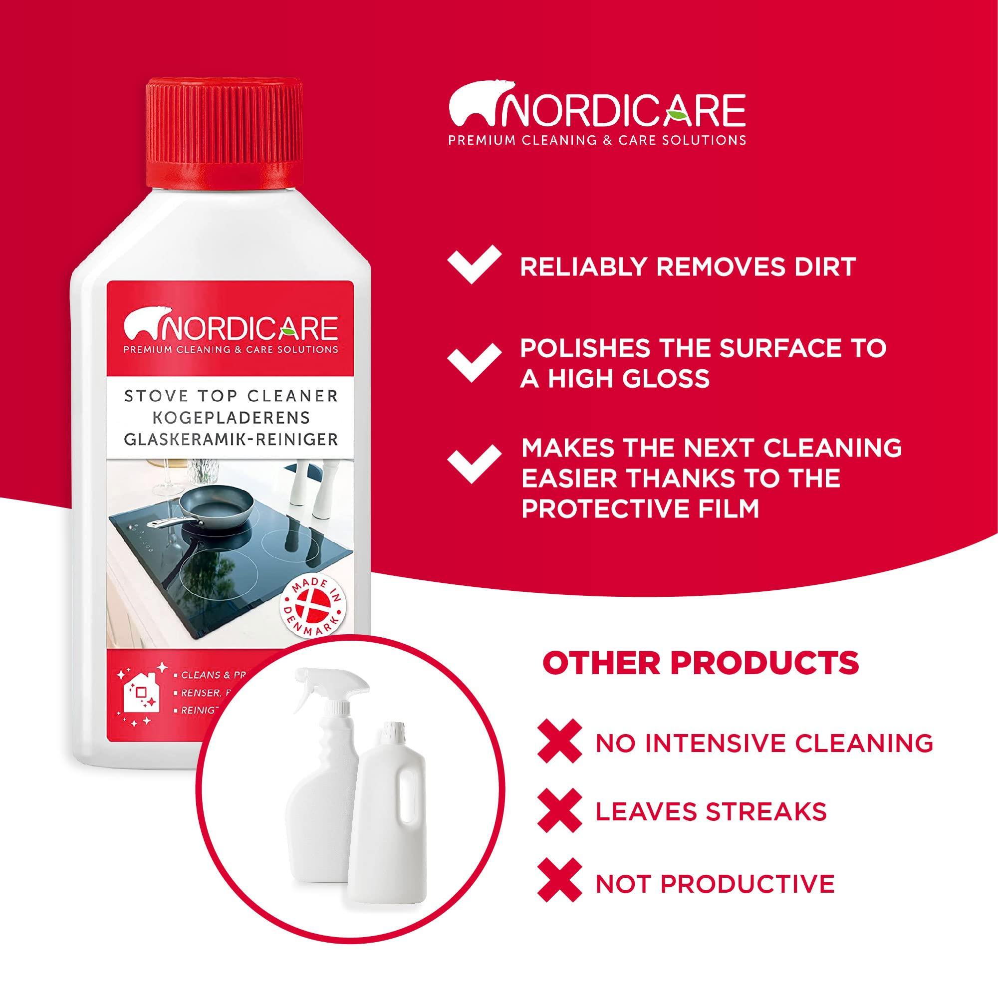 Nordicare Nordicare Stove Top Cleaner Glass Ceramic - Induction Cooktop Cleaner Polish And Protector For Everyday Use - No Scrubbing Pad Needed - Leaves Protective Film - Made In Denmark (16.9oz)