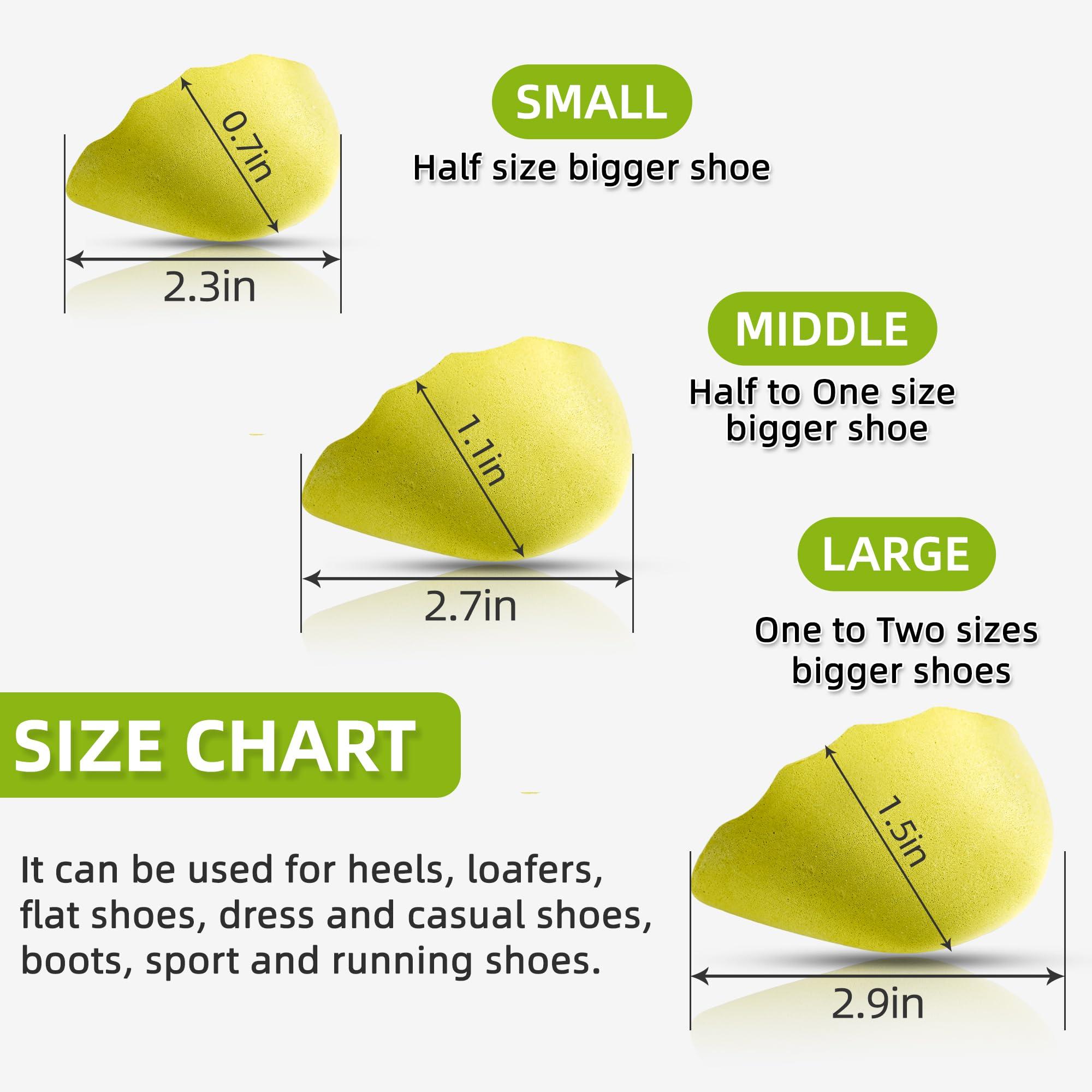 BCCKLE Shoe Fillers for Loose Shoe,Toe Filler Inserts,Shoe Inserts for Shoe Too Big,Heel sliping Make Shoes Fit,for Both Men and Women.Middle:(Half to One Size Bigger)/Green