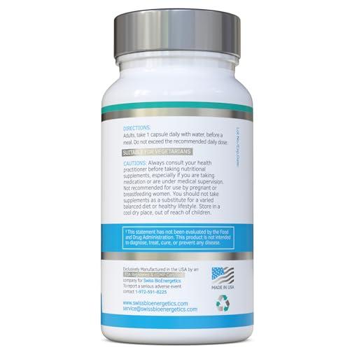 swiss bioenergetics Saccharomyces Boulardii 5 Billion CFU 90 Capsules - No Refrigeration Required - High Strength Non-Colonising Yeast with synergistic Olive Leaf, Biotin and Vitamin D3