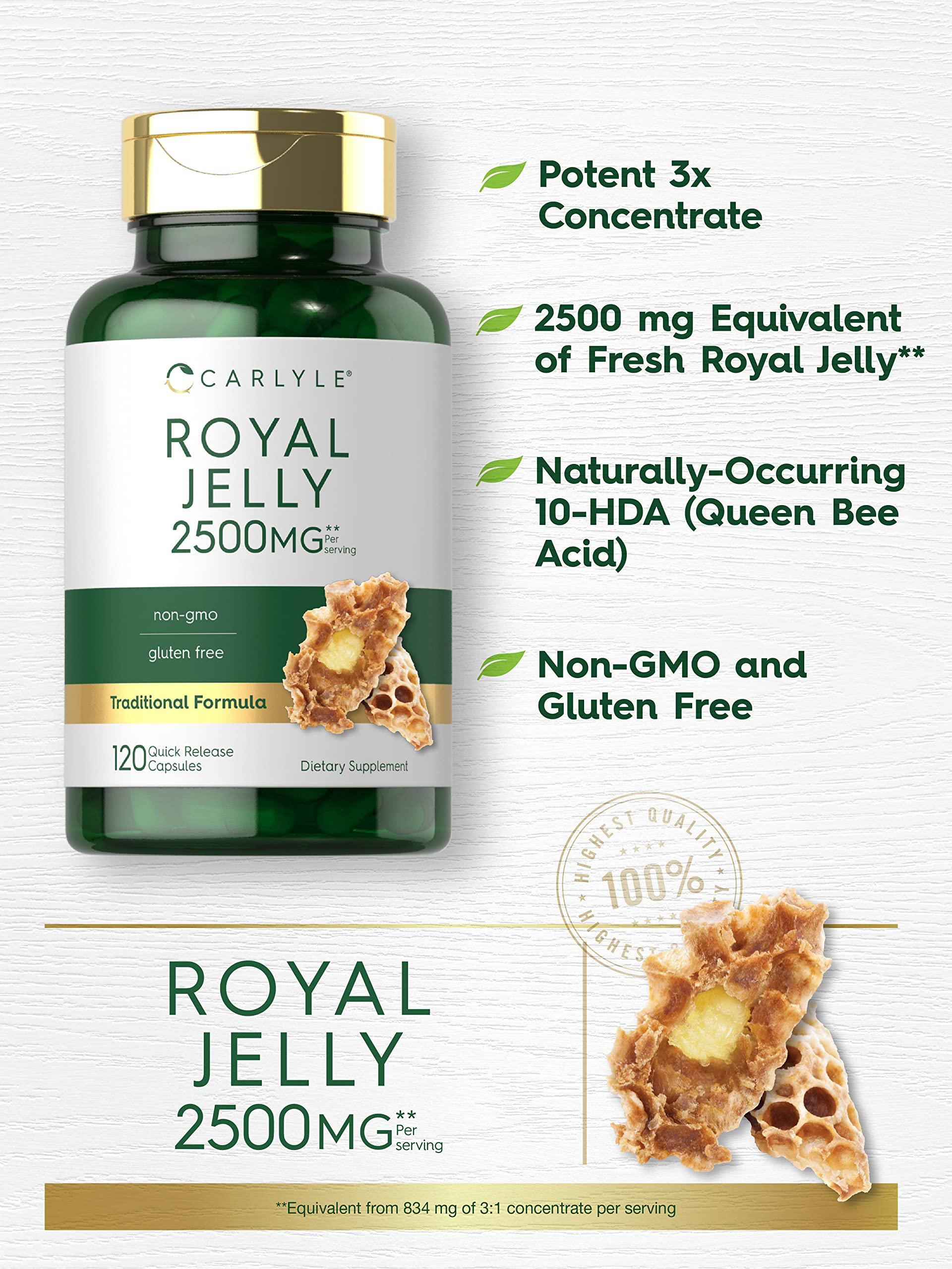 Carlyle Carlyle Royal Jelly Capsule | 2500mg | 120 Count | Non-GMO and Gluten Free Formula | Traditional Supplement