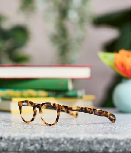 eyebobs eyebobs Total Wit | Premium Reading Glasses for Men and Women | Round Frame for Average Faces | Blue Tortoise, 0.00