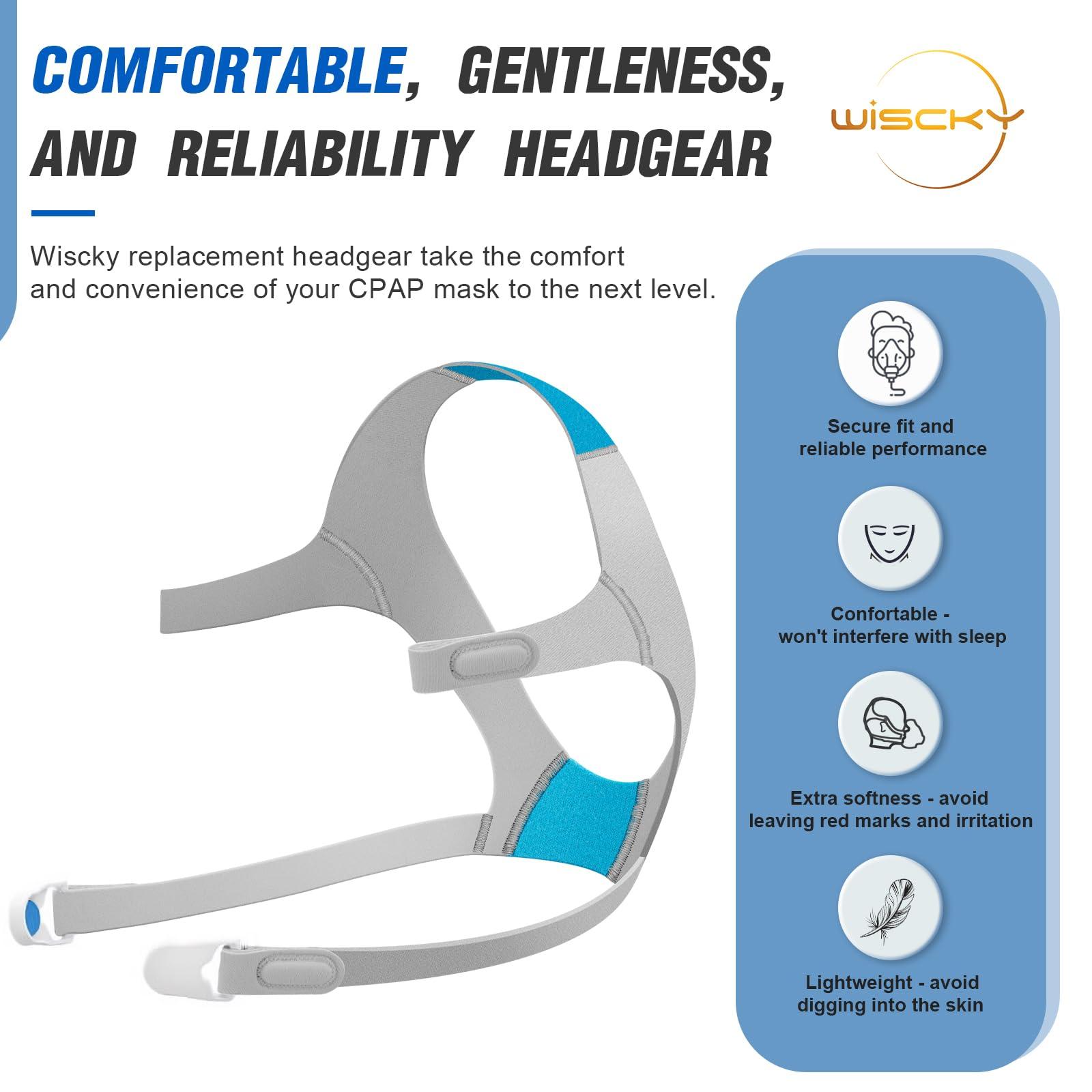 Wiscky CPAP Headgear AirFit/AirTouch F20-3 Packs Replacement Headgear for ResMed Full Face Mask - Include CPAP Accessories Supplies Straps Magnetic Clips(Medium)