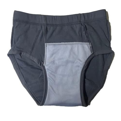 Esfeely 3-Pack Men’s Incontinence Underwear Cotton Regular Absorbency Reusable Washable Urinary Incontinence Briefs 150ml pad … (X-Large, Black)