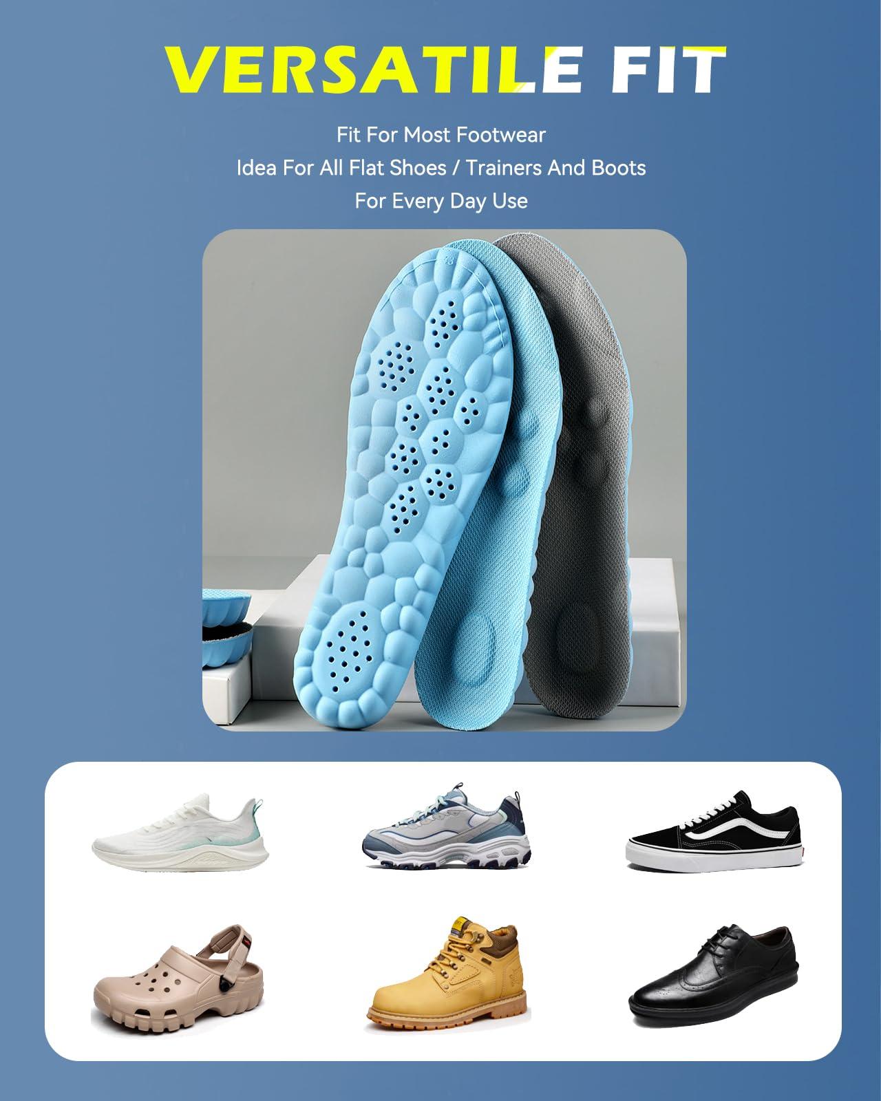MINIQ Plantar Fasciitis Feet Insoles,Cloud Insole for Men & Women, Support Orthotics, Energizing Comfort Shoe Insert, Breathable & Sweat-Absorbent, Arch Support Insole(M [US M: 8-8.5/W: 9-10])