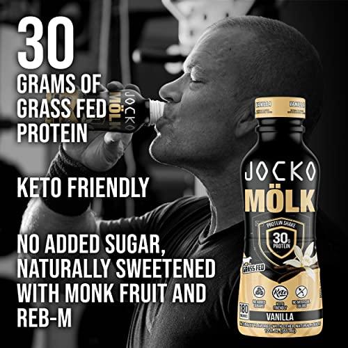 Jocko Fuel Jocko Mlk 30g Grass Fed Protein Shakes No Added Sugar Protein Drinks KETO Friendly - Ready to Drink 12 FL Oz (Pack of 12) Vanilla