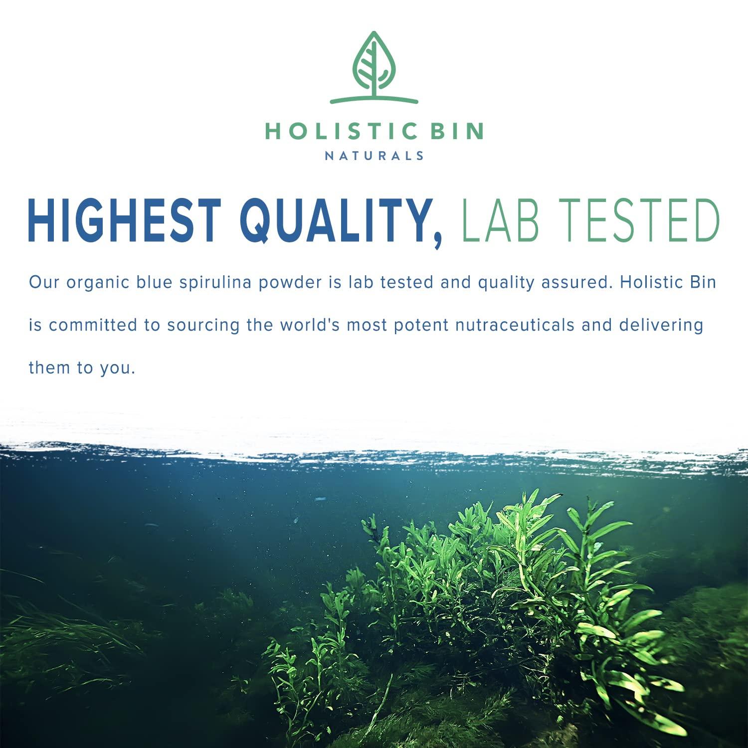 Holistic Bin HOLISTIC BIN Blue Spirulina Powder - Organic Blue-Green Algae Supplement, Rich Source of Vegan Protein, Vitamins, & Phytonutrients, Ideal for Smoothies, Baked Goods, & Natural Food Coloring - 50 Grams