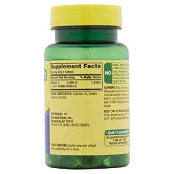 Spring Valley Spring Valley Vitamin D-3 Maximum Strength Softgels 5000 Iu Dietary Supplement, 100 ct (2 Pack)