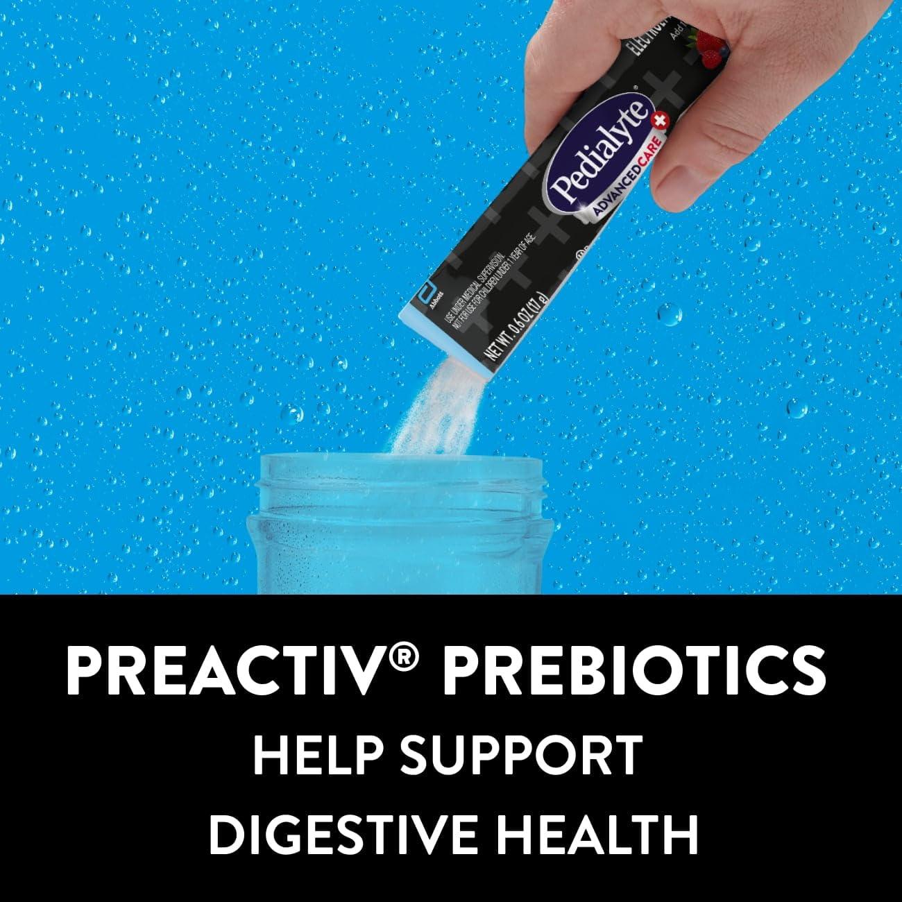 Pedilayte Pedialyte AdvancedCare Plus Electrolyte Powder Packs with 33% more electrolytes and PreActiv Prebiotics, Strawberry Freeze & Berry Frost, 24 Count