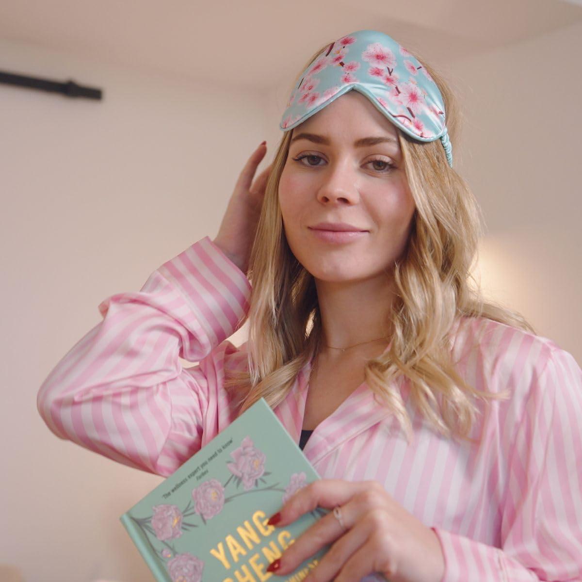 SMUG SMUG Satin Sleep Mask & Eye Mask | Travel Sleep Masks for Women & Men | Soft Sleeping Eye Mask to Nourish Skin & Reduce Dark Circles | Eye Sleep Mask Shades to Block Out Light | Cherry Blossom